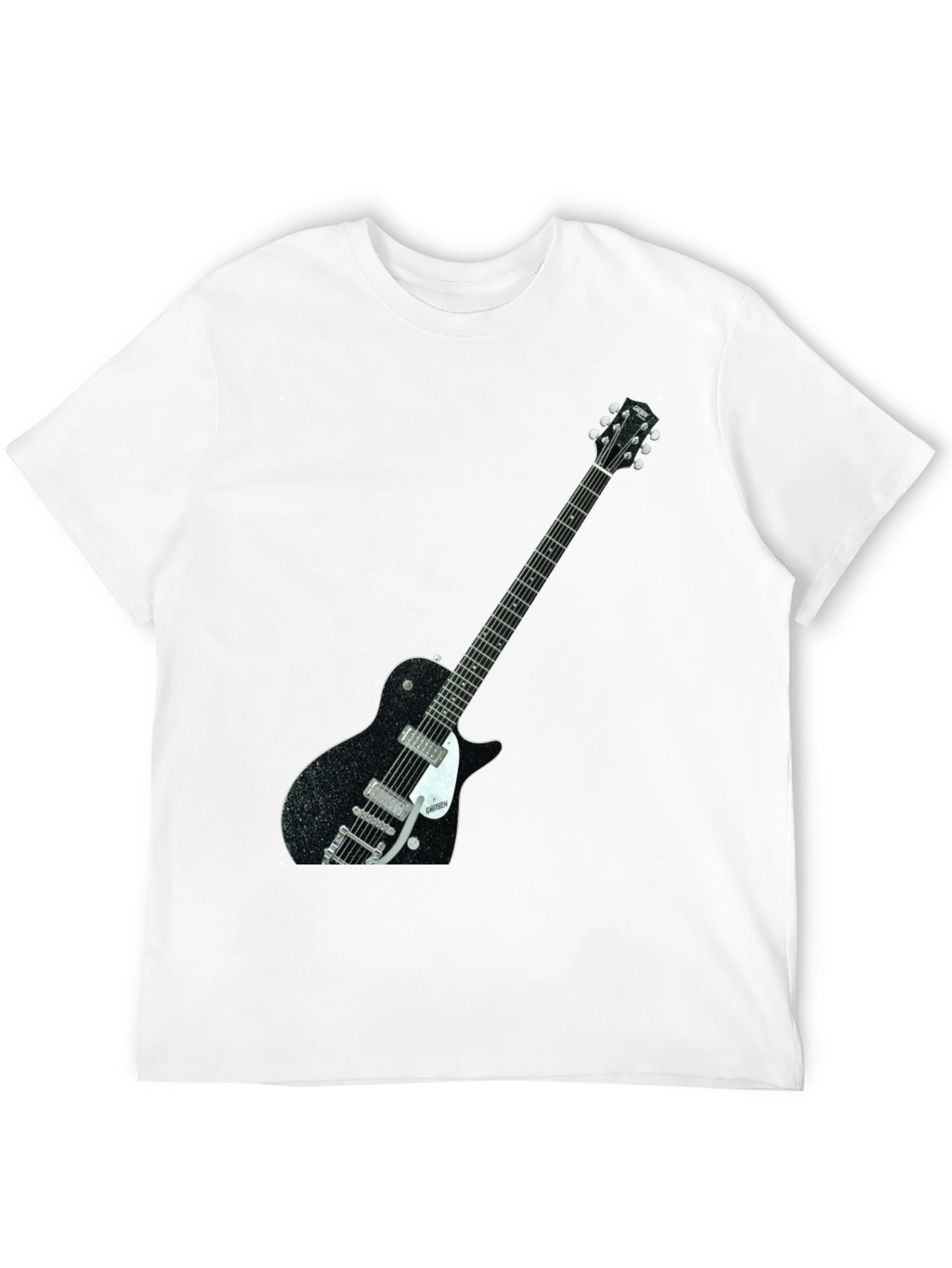 Black Black T-Shirt with Guitar Graphic view 12