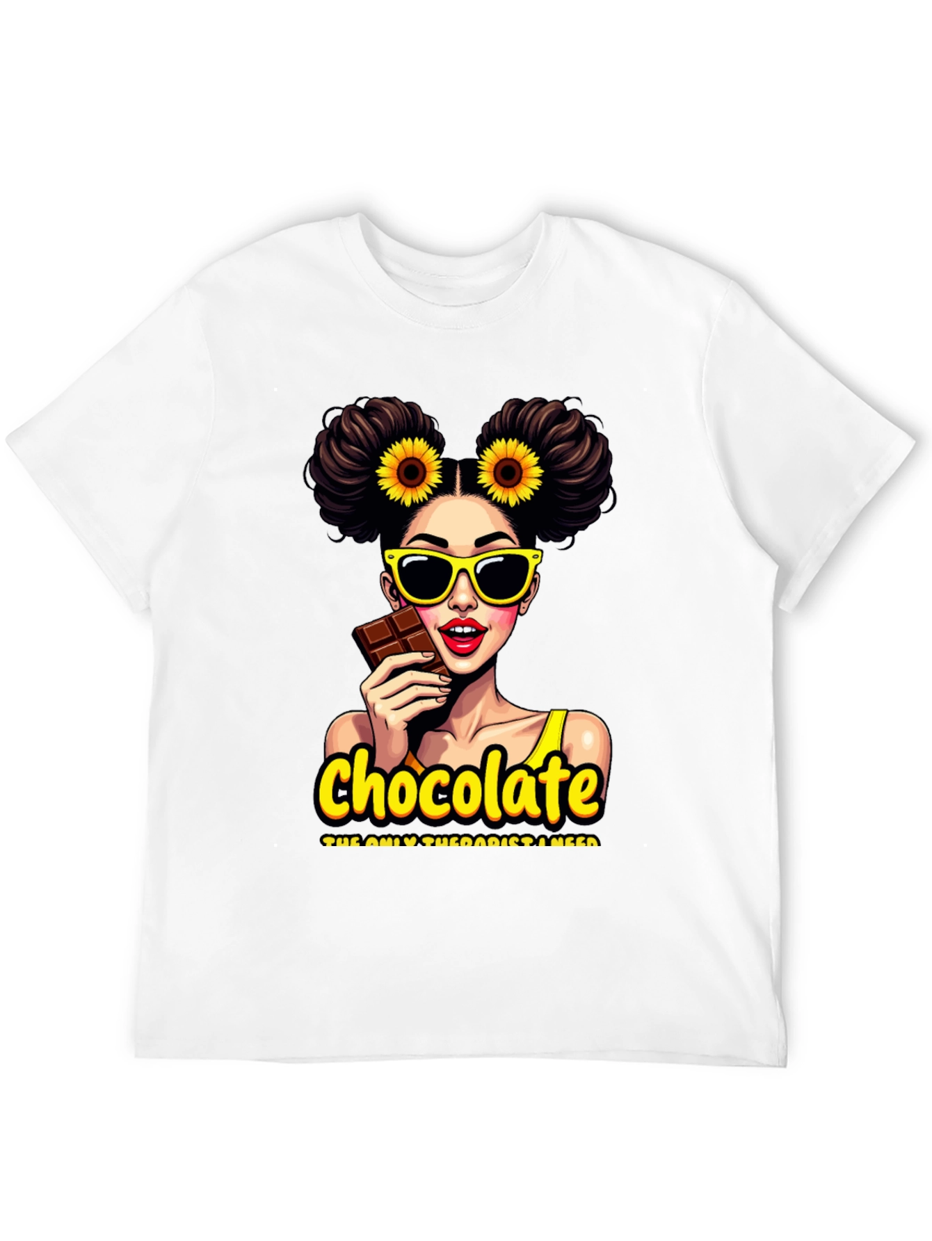 Black Chocolate Therapist Graphic Tee - Black Cotton T-Shirt view 12