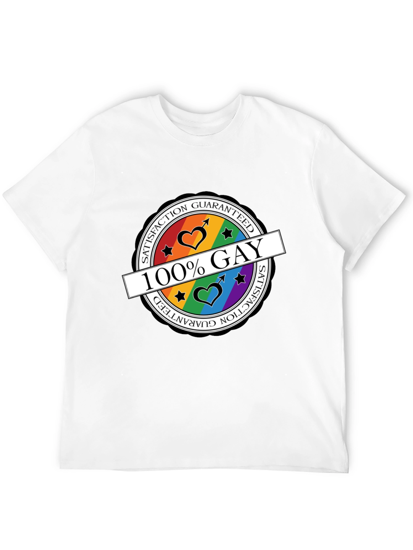 Black 100% Gay Pride T-Shirt - Satisfaction Guaranteed view 12