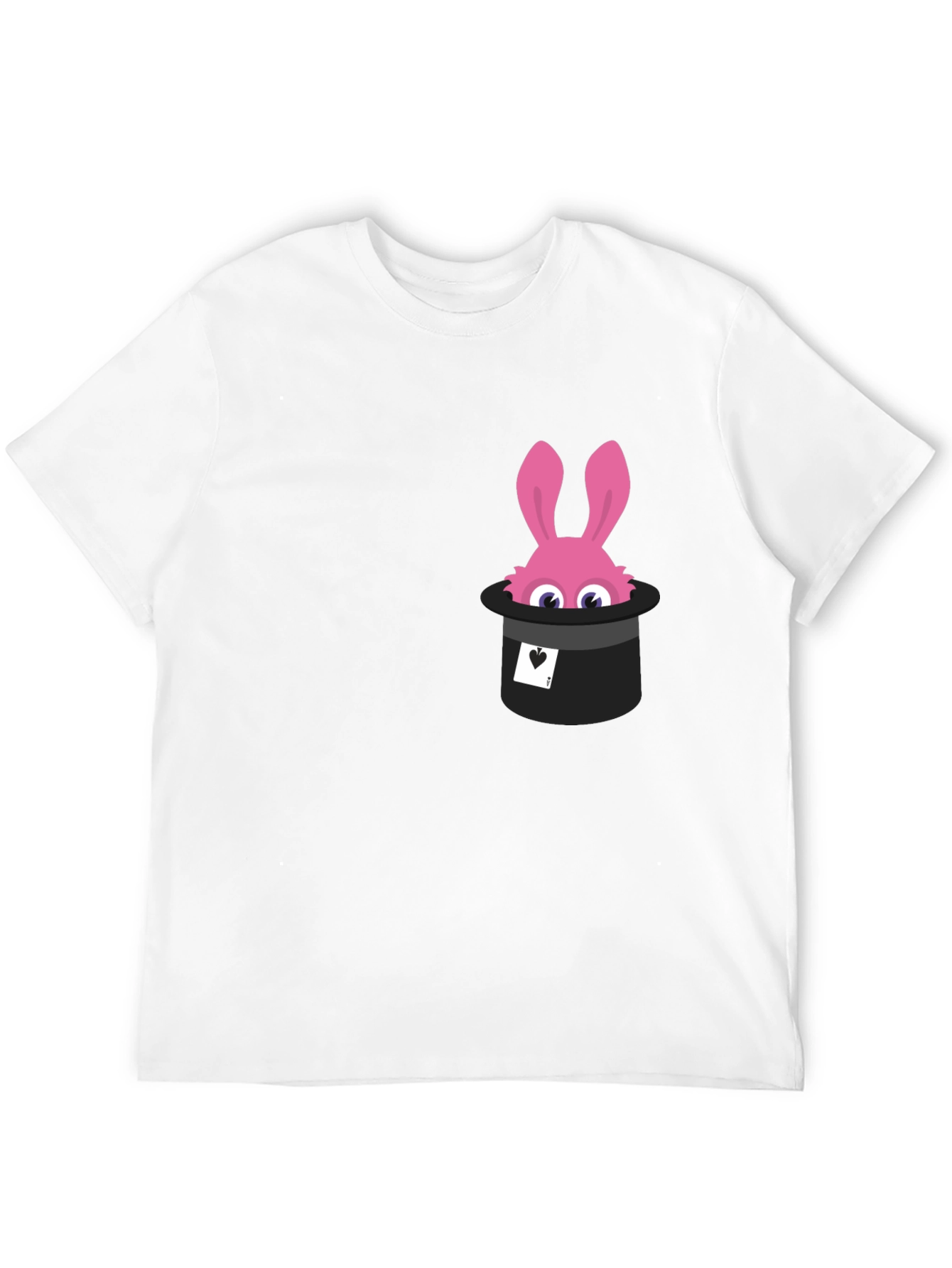Black Magical Rabbit in Hat Graphic Tee - Black Cotton T-Shirt view 12