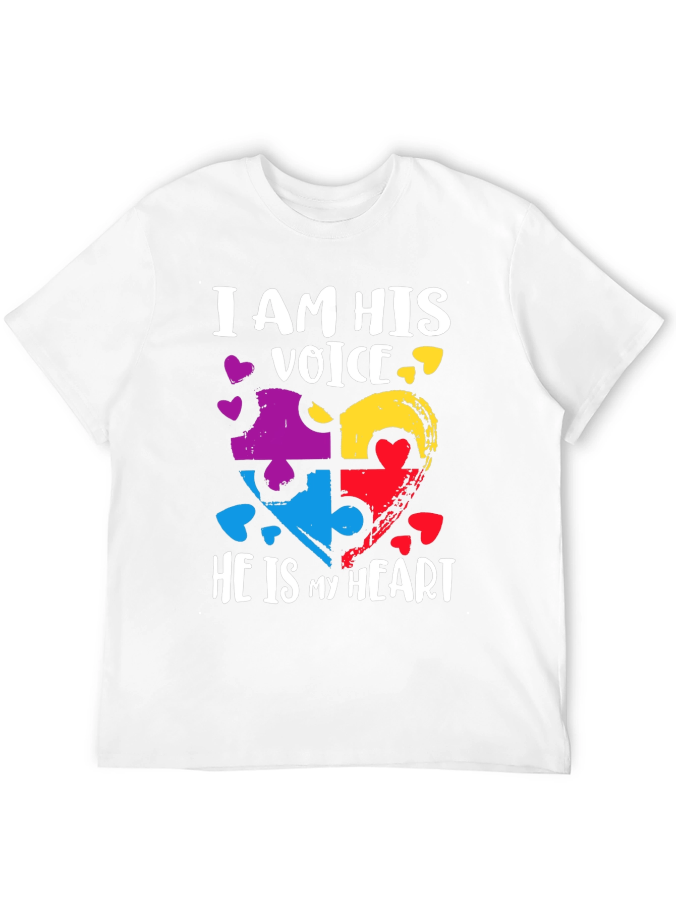 Black Autism Awareness Heart Puzzle T-Shirt view 12