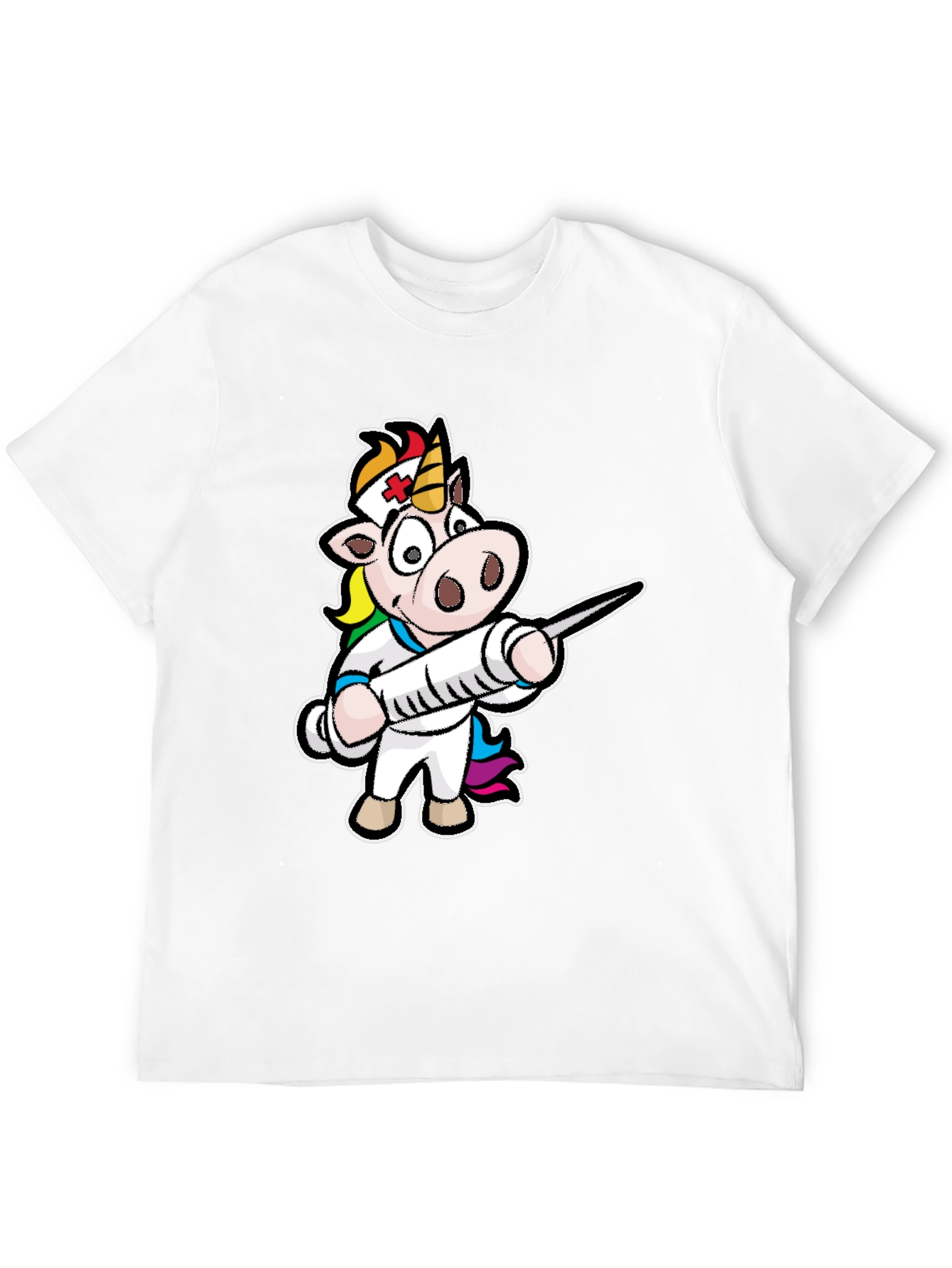 Black Nurse Unicorn T-Shirt - Cartoon Graphic Tee view 12