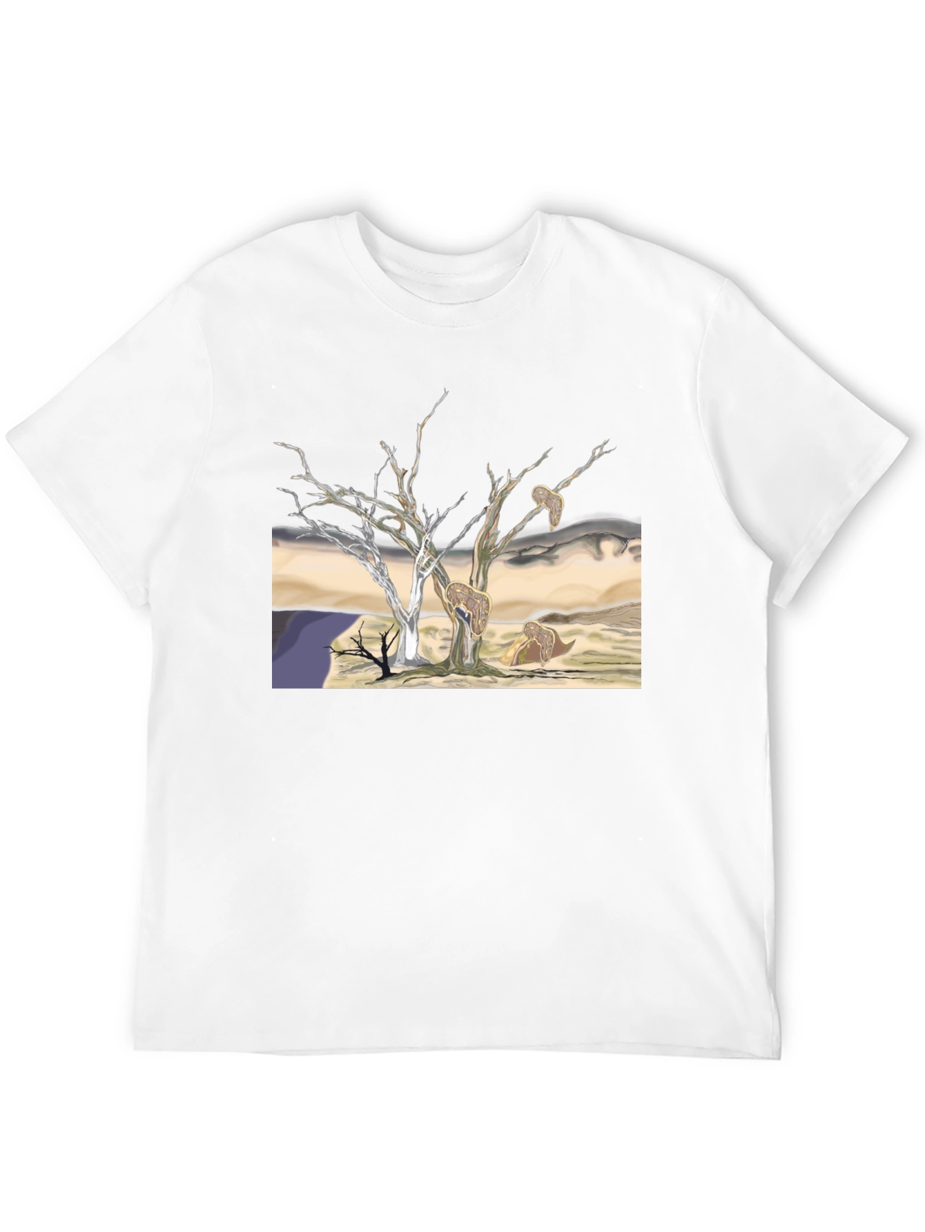 Black Unique Graphic Tee - Surreal Desert Landscape view 12