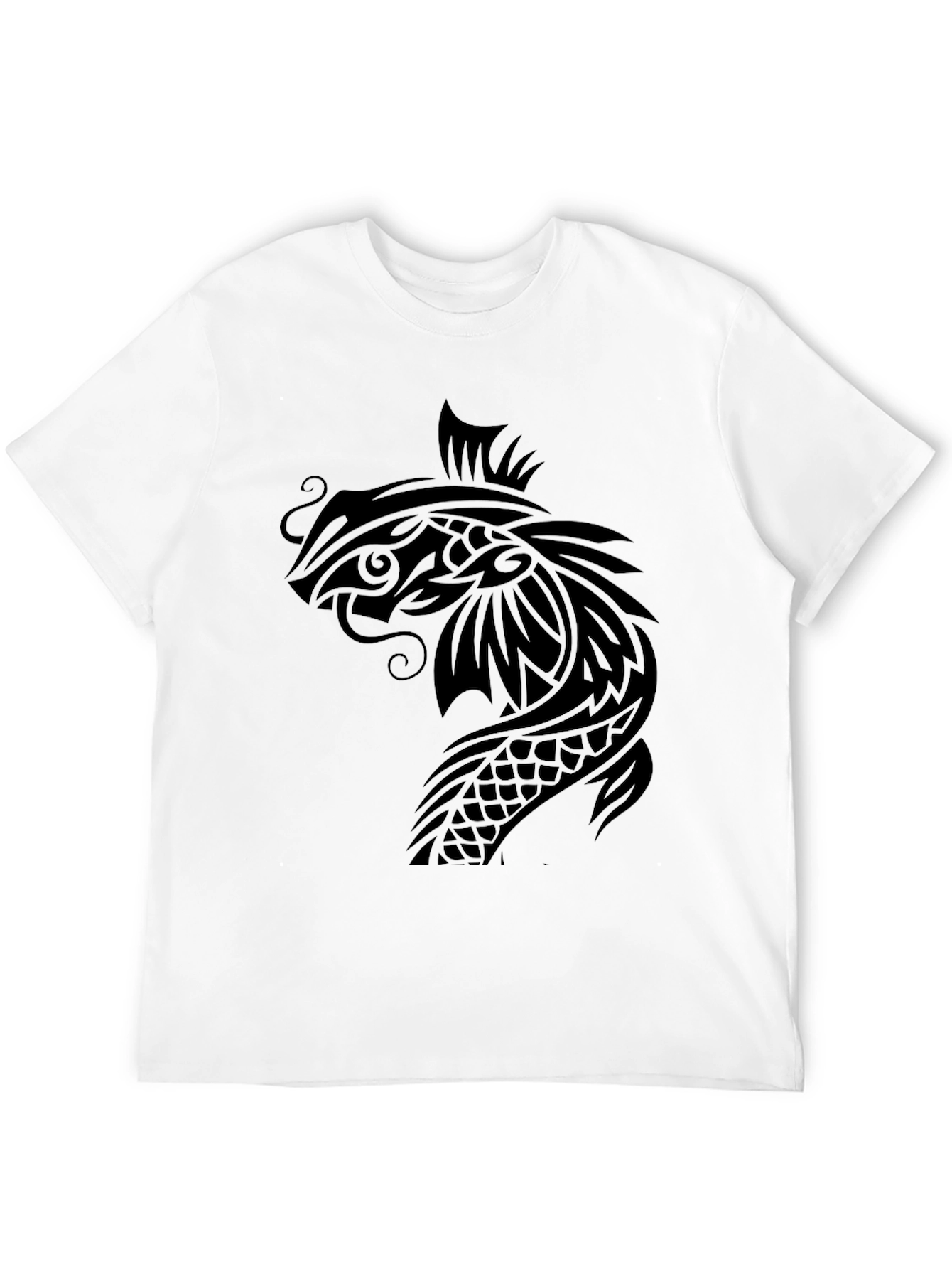 Black Koi Fish Graphic Tee - Black Cotton T-Shirt view 12