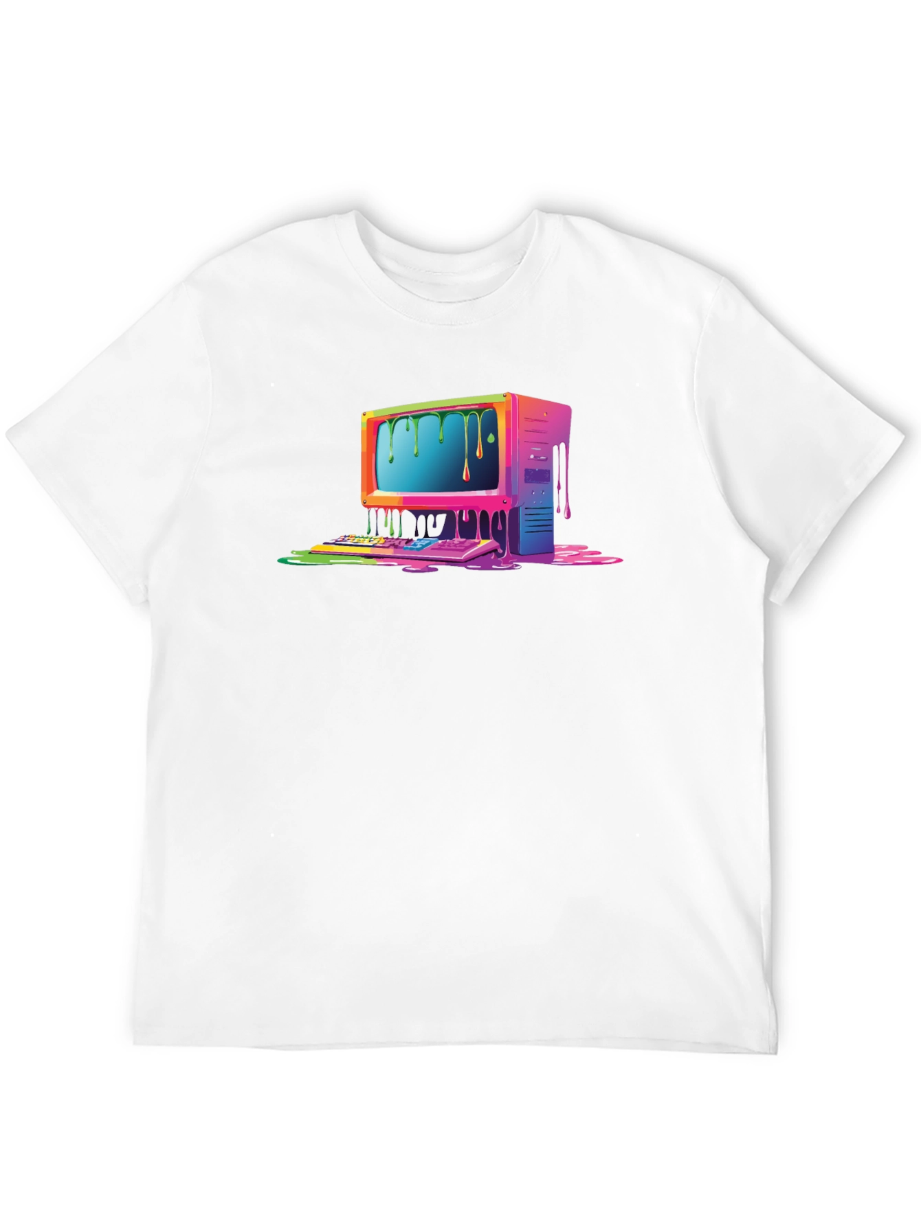 Black Retro Melting Computer Graphic Tee - Black view 12