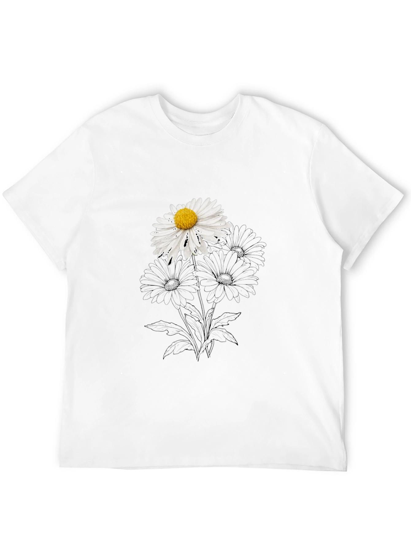 Black Daisy Graphic Black T-Shirt - Stylish Casual Wear view 12