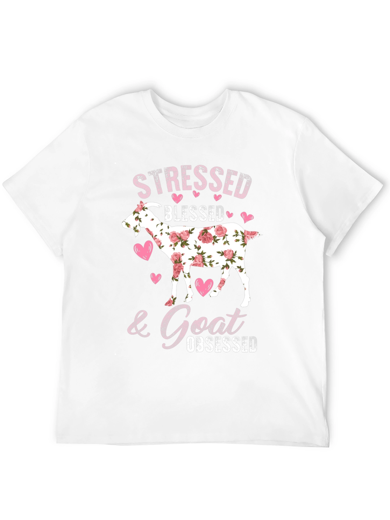 Black Stressed Blessed Goat Obsessed T-Shirt view 12