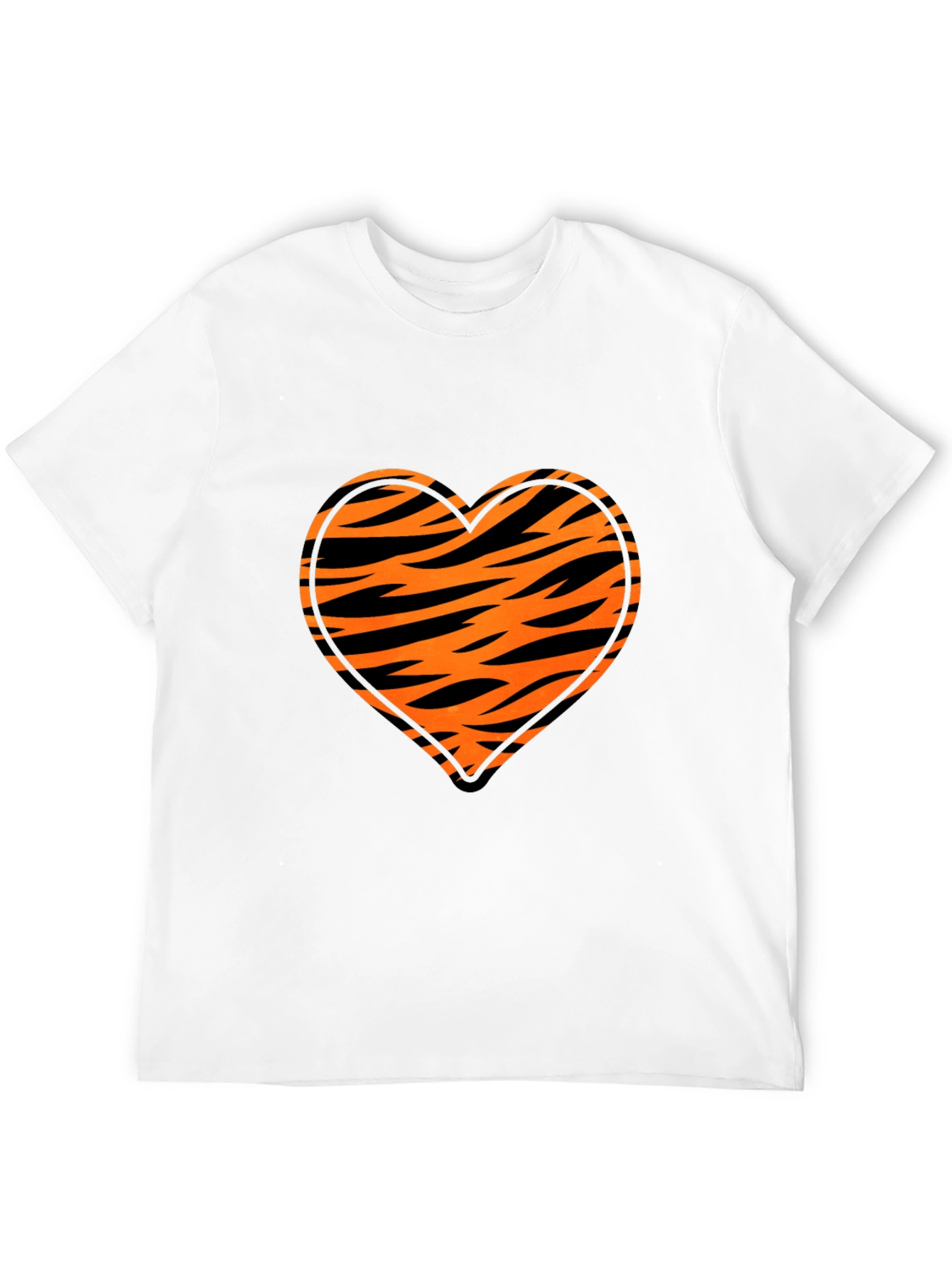 Black Tiger Stripe Heart Graphic Black T-Shirt view 12
