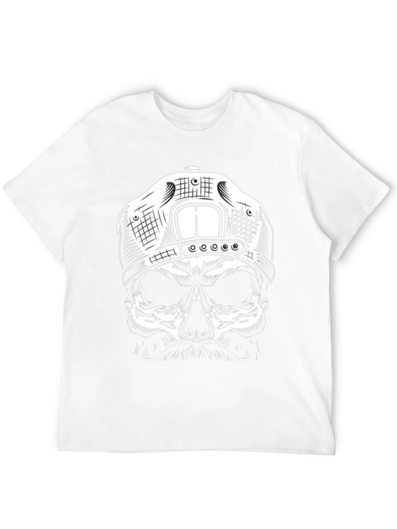 Black Skull with Cap Graphic T-Shirt - Black view 12