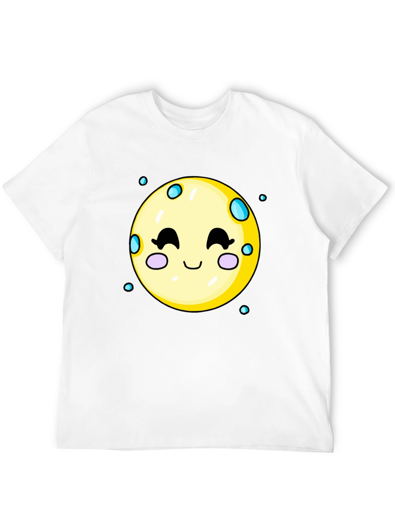 Black Cute Moon Graphic Tee - Black Cotton T-Shirt view 12