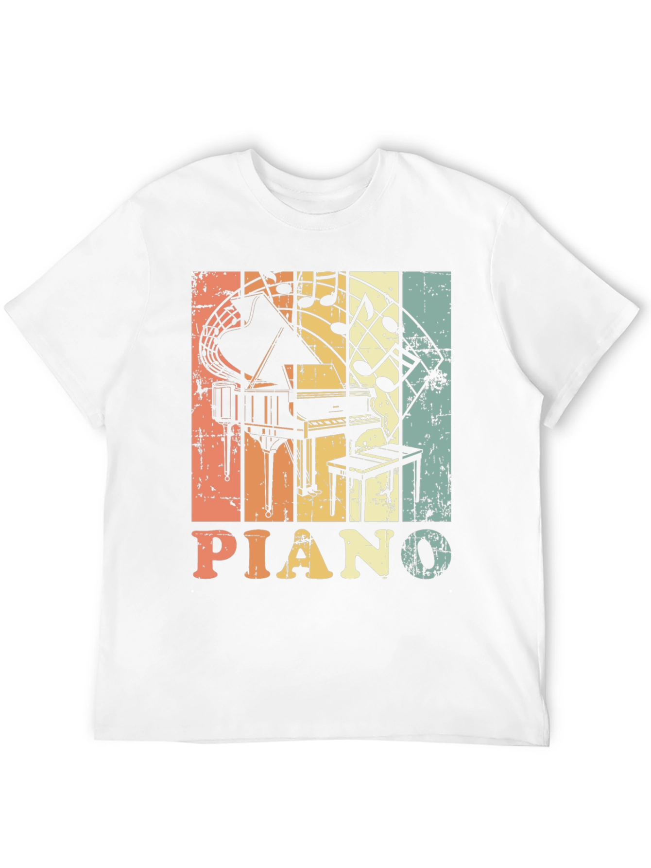 Black Retro Piano Music Notes Graphic T-Shirt view 12