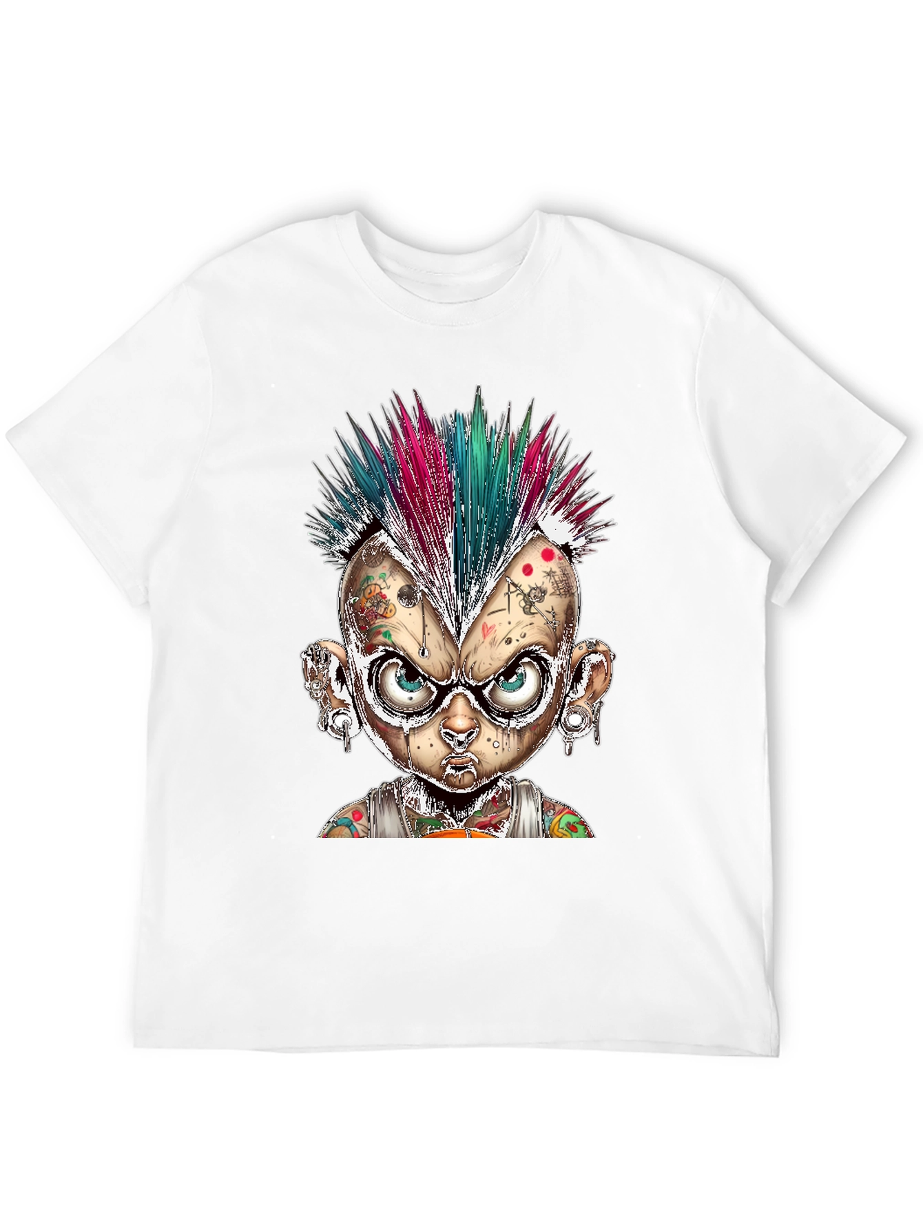 Black Edgy Punk Cartoon Character Graphic Tee view 12