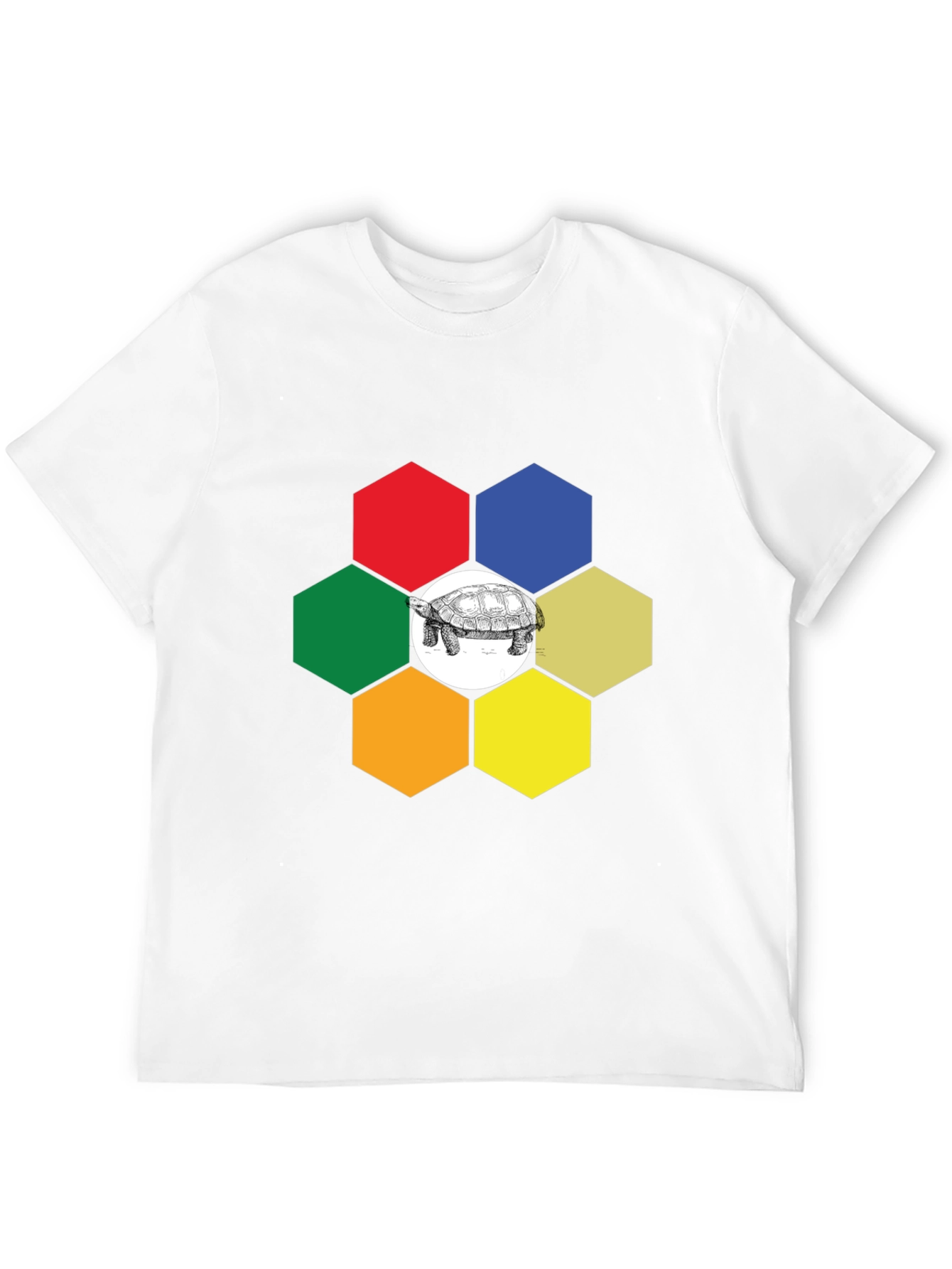 Black Hexagon Turtle Graphic Tee - Unique Design view 12