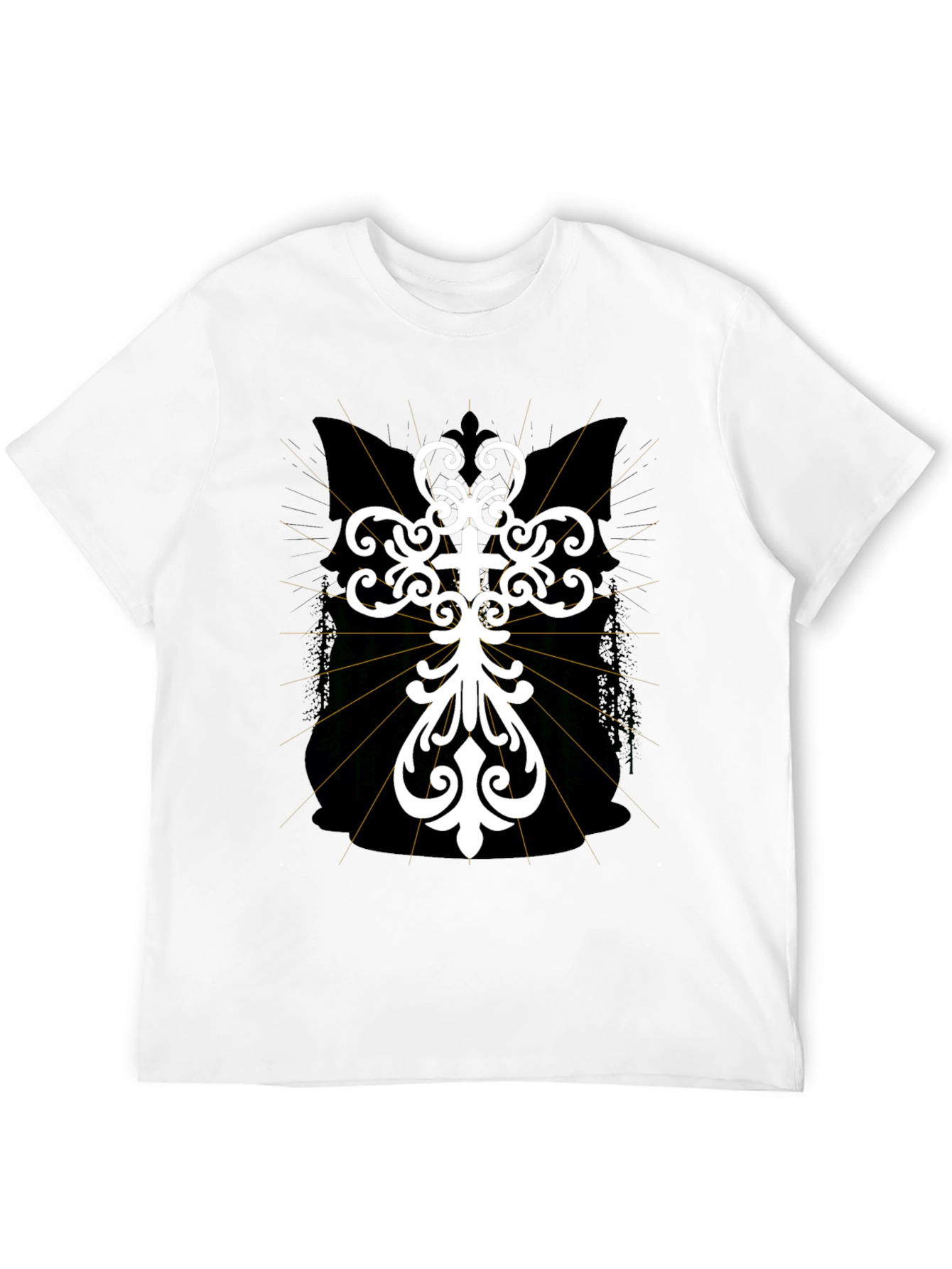 Black Ornate Cross Graphic T-Shirt - Black view 12
