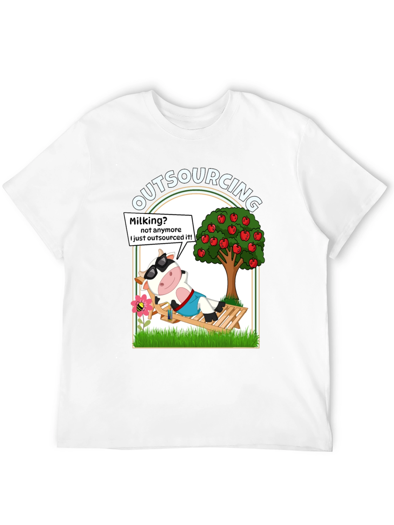 Black Outsourcing Cow T-Shirt - Funny Lazy Farm Animal Tee view 12