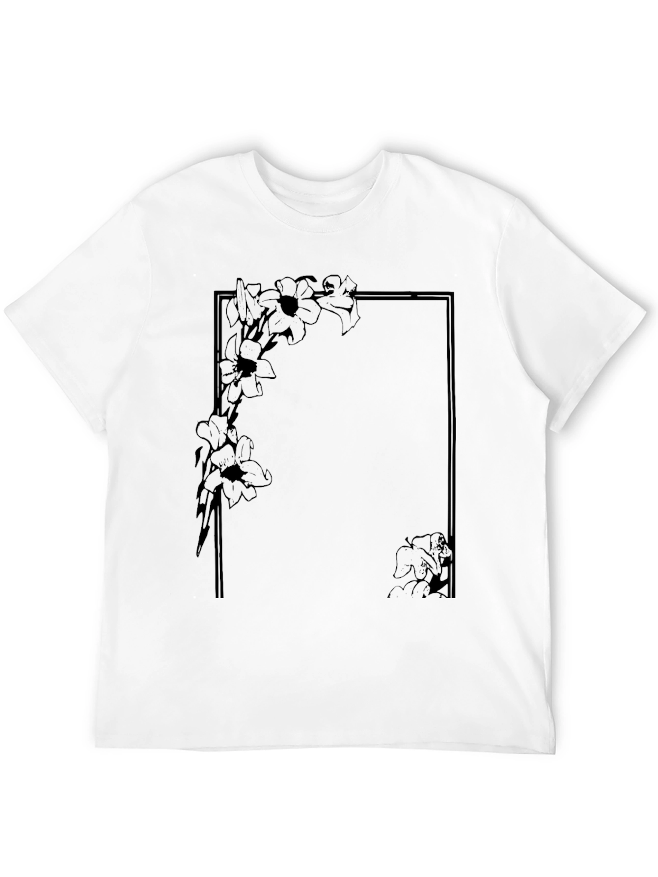 Black Floral Frame Graphic Tee - Stylish Everyday Wear view 12