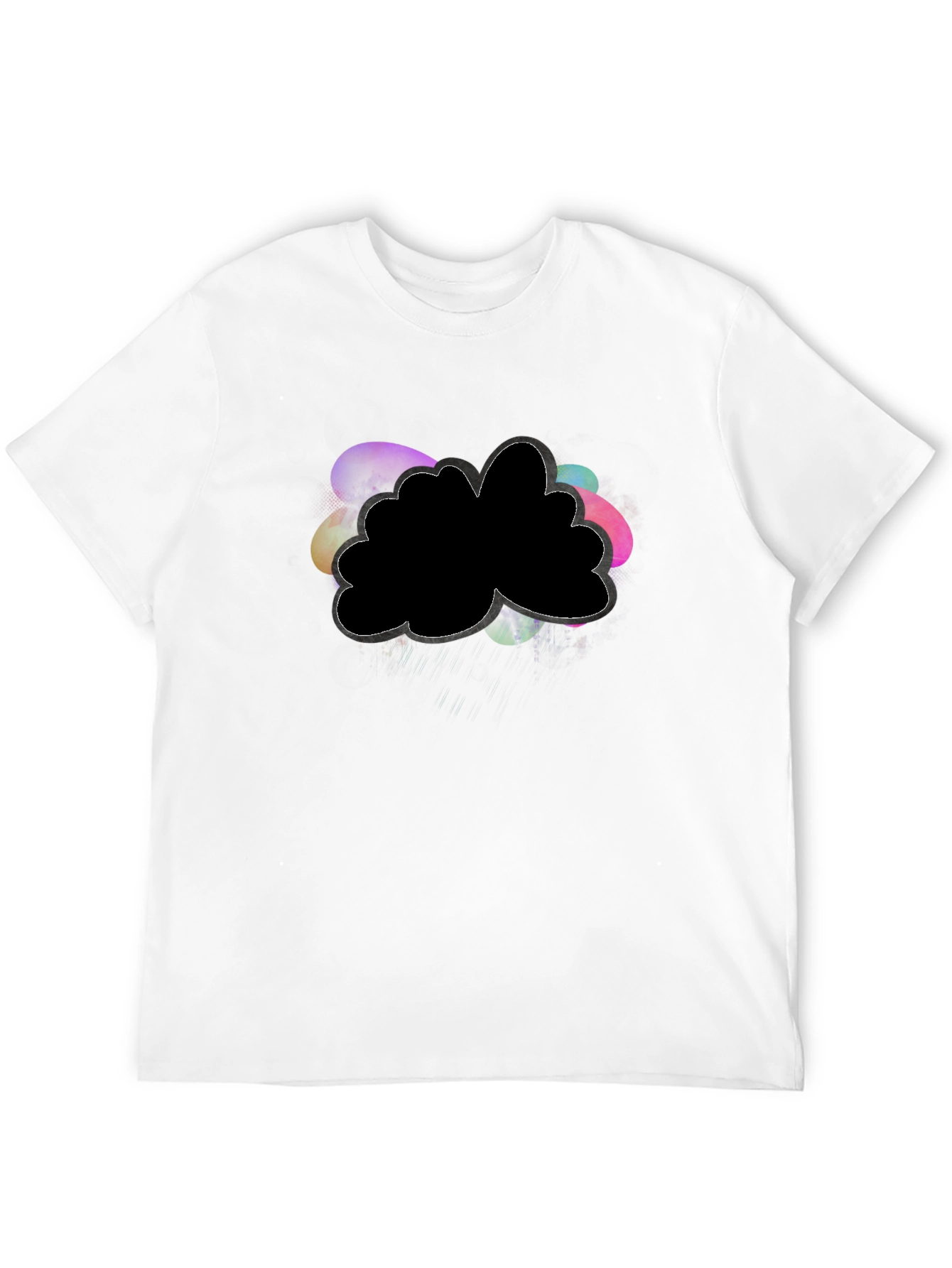 Black Unique Graphic Tee - Abstract Cloud Design view 12