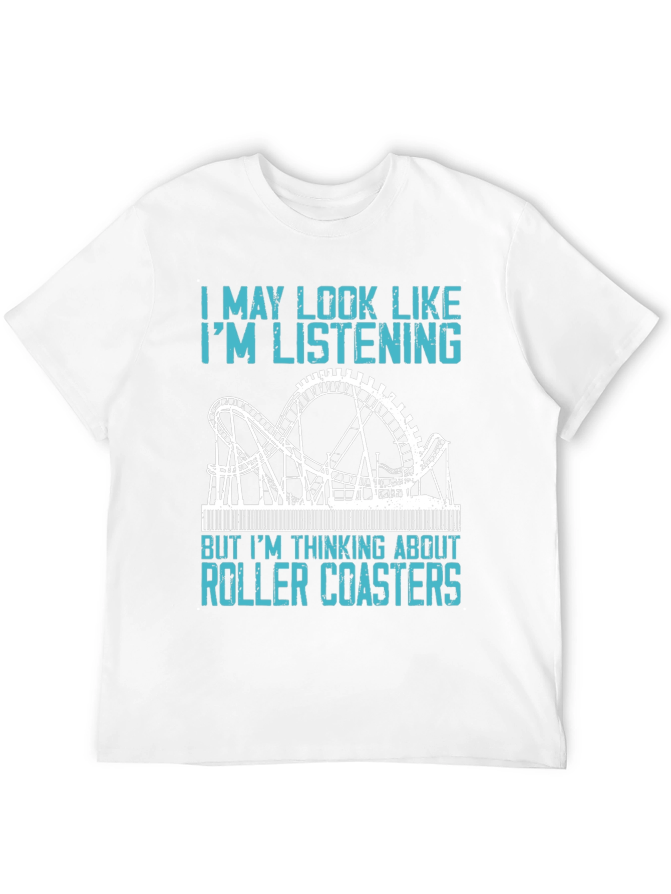 Black Roller Coaster T-Shirt - I'm Thinking About Roller Coasters view 12