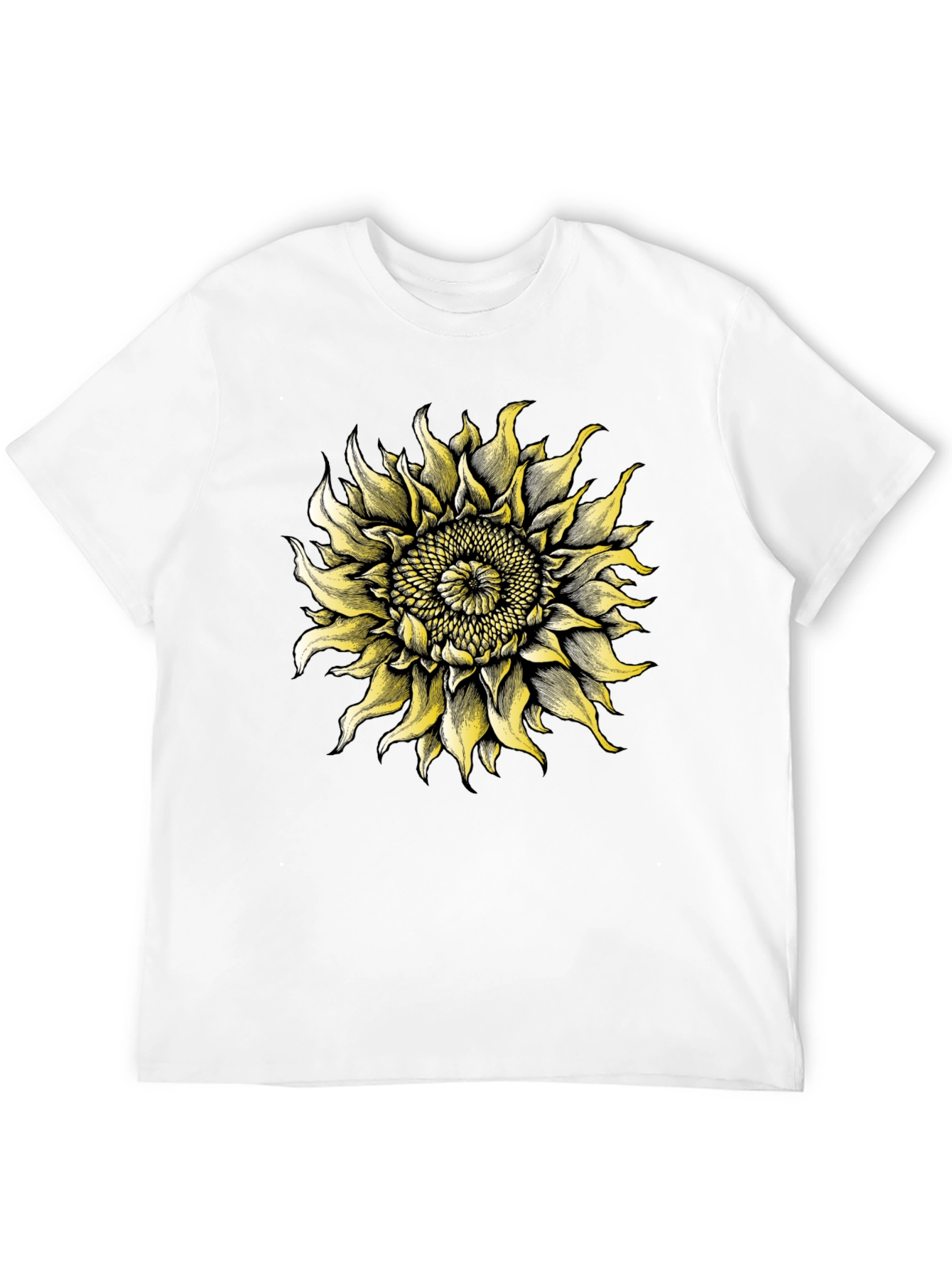 Black Sunflower Graphic Tee - Black Cotton T-Shirt view 12