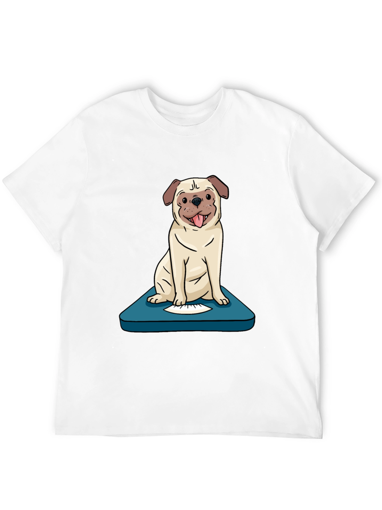 Black Pug on Scale Graphic Tee - Weighty Humor T-Shirt view 12