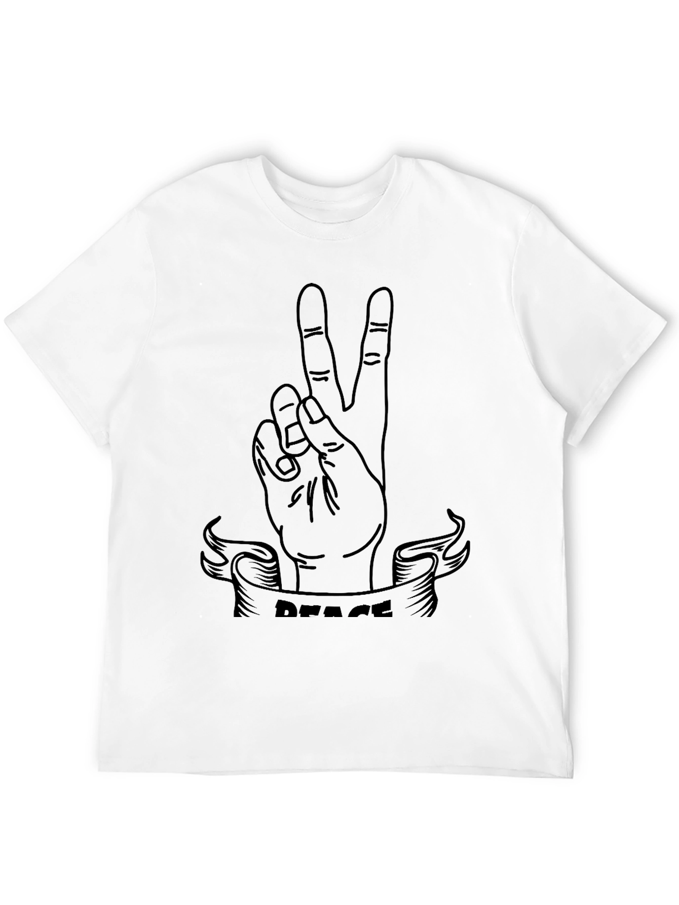 Black Peace Sign Graphic Tee - Black Cotton T-Shirt view 12