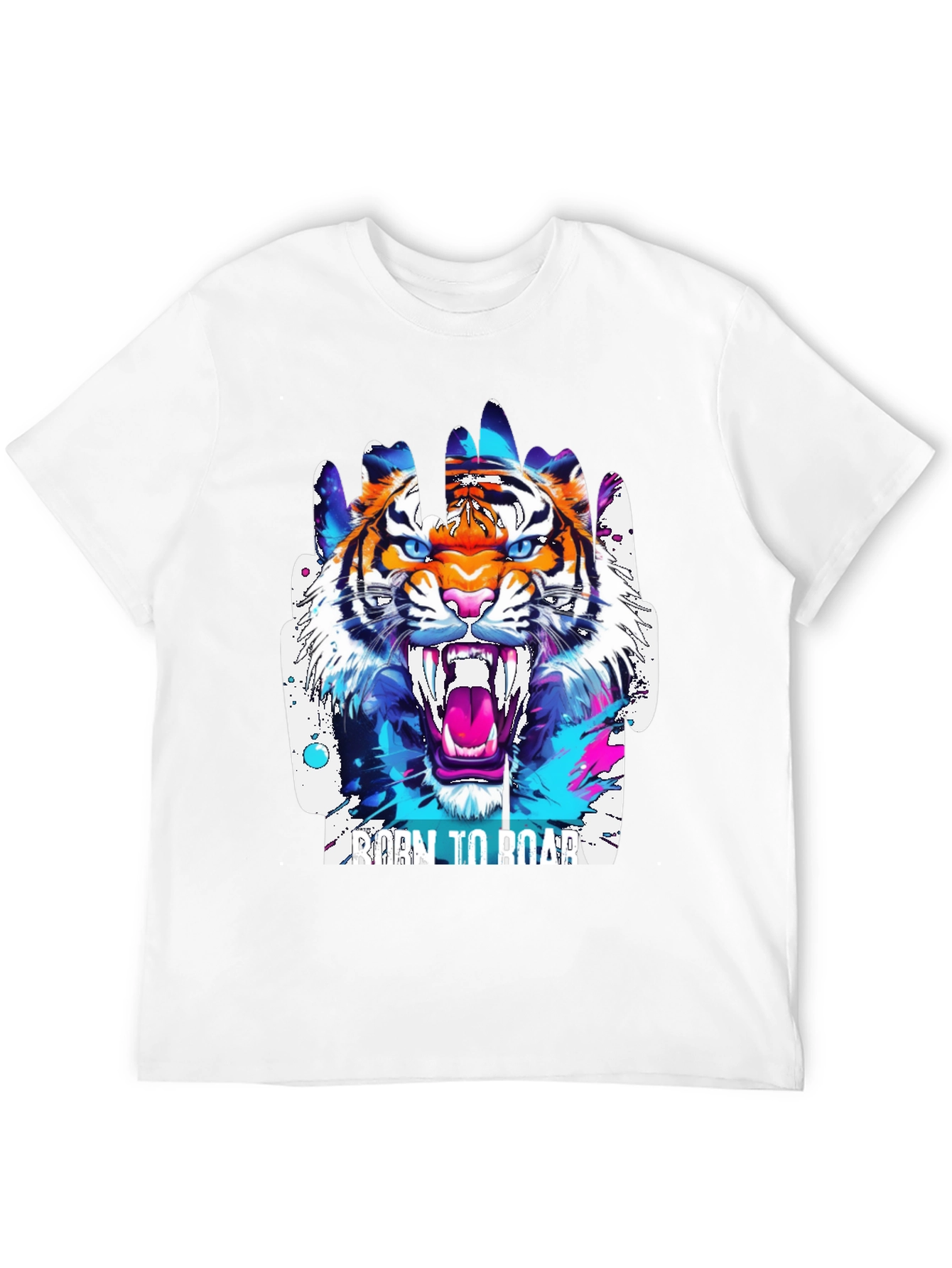 Black Roaring Tiger Graphic Tee - Men's Black T-Shirt view 12