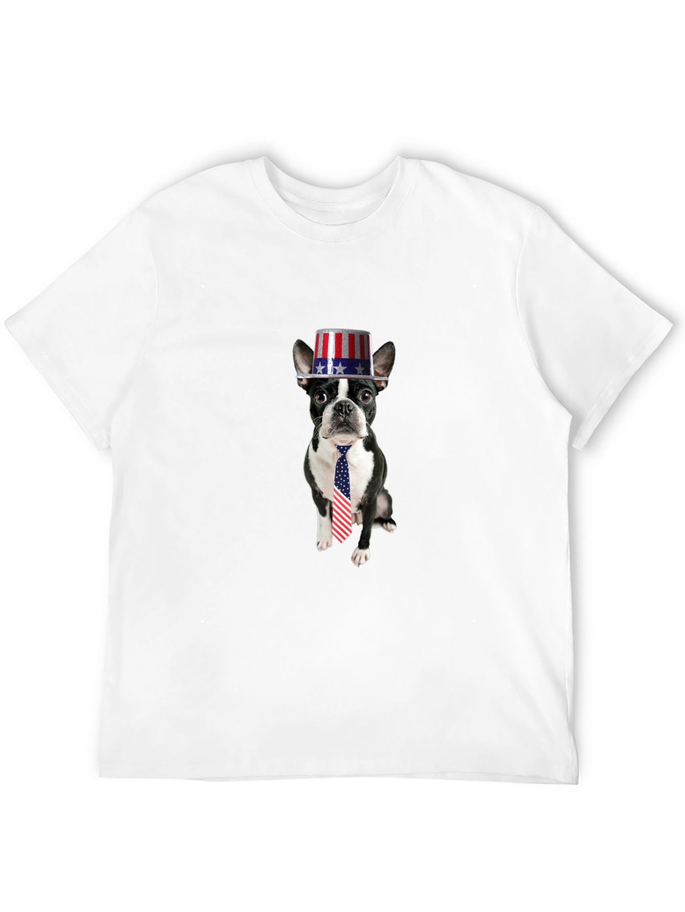 Black Patriotic Pup T-Shirt - Dog with American Flag Hat & Tie view 12