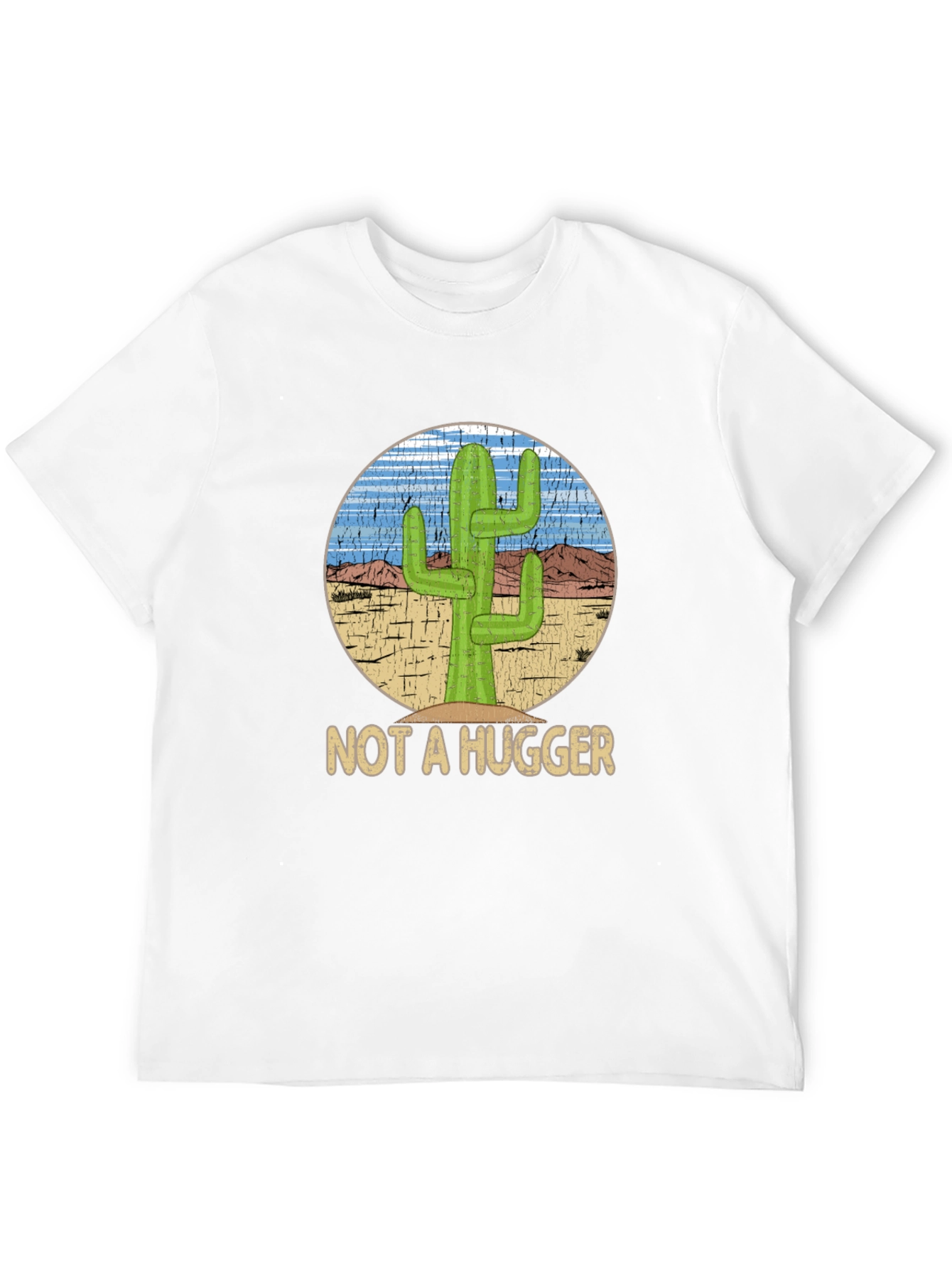 Black Not A Hugger Cactus Graphic T-Shirt - Funny Desert Tee view 12