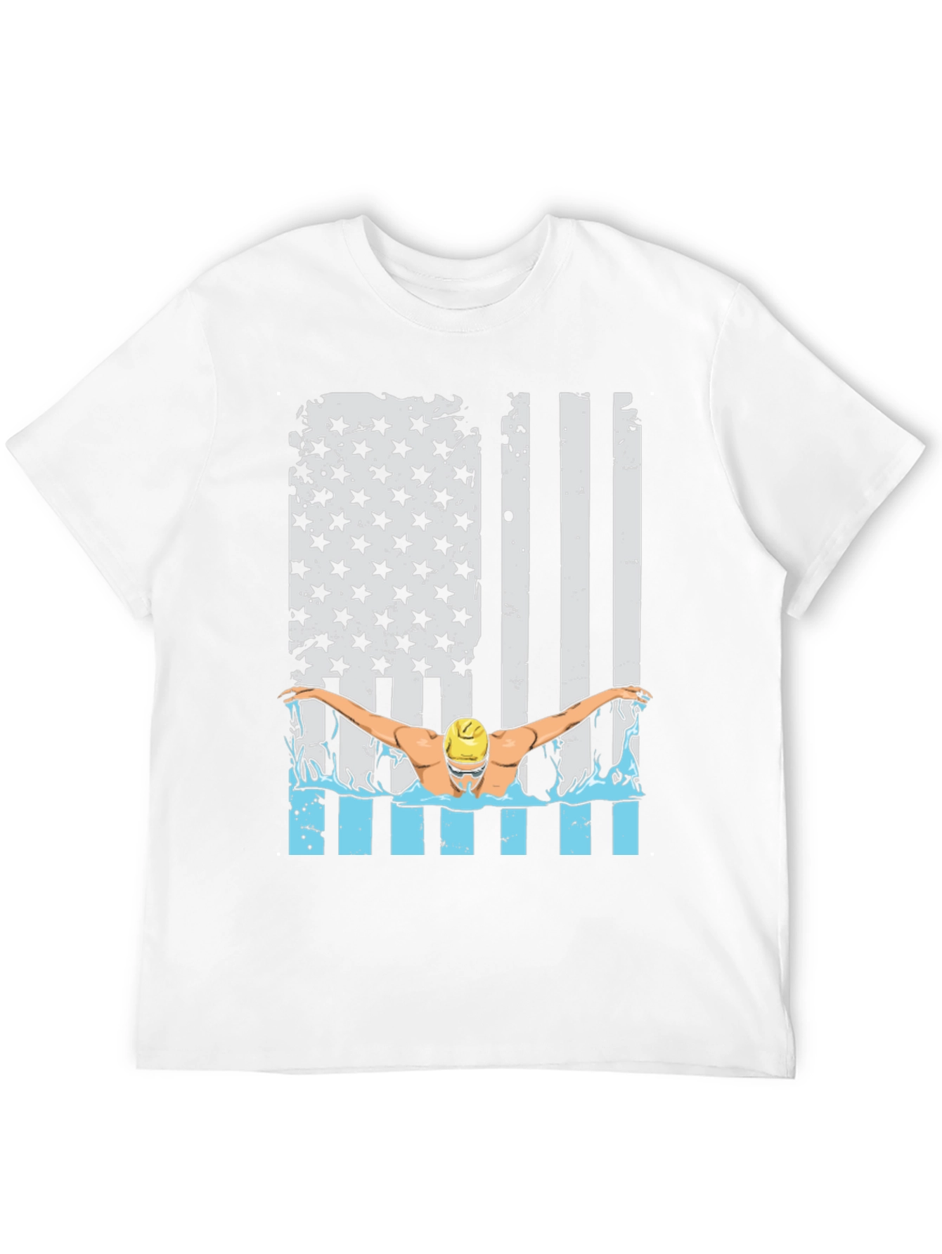 Black Patriotic Swimmer T-Shirt USA Flag Design view 12