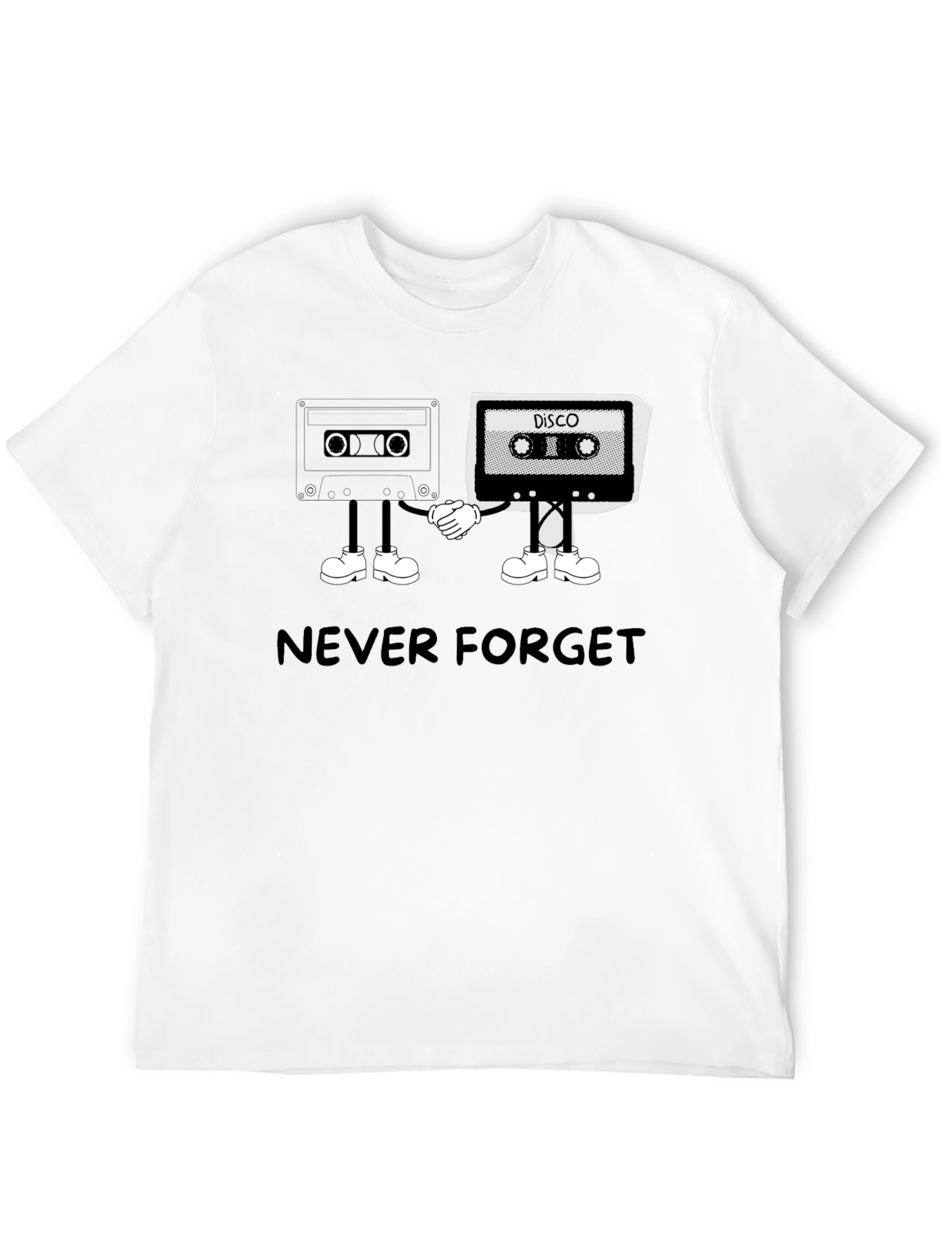 Black Retro Cassette Tape T-Shirt: Never Forget Disco! view 12