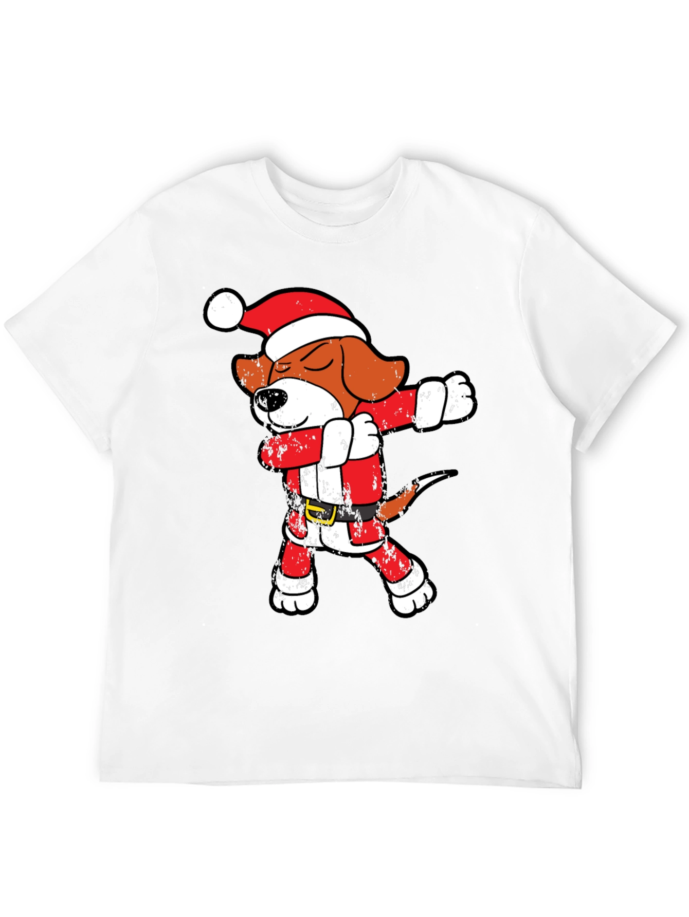 Black Dabbing Santa Beagle T-Shirt view 12