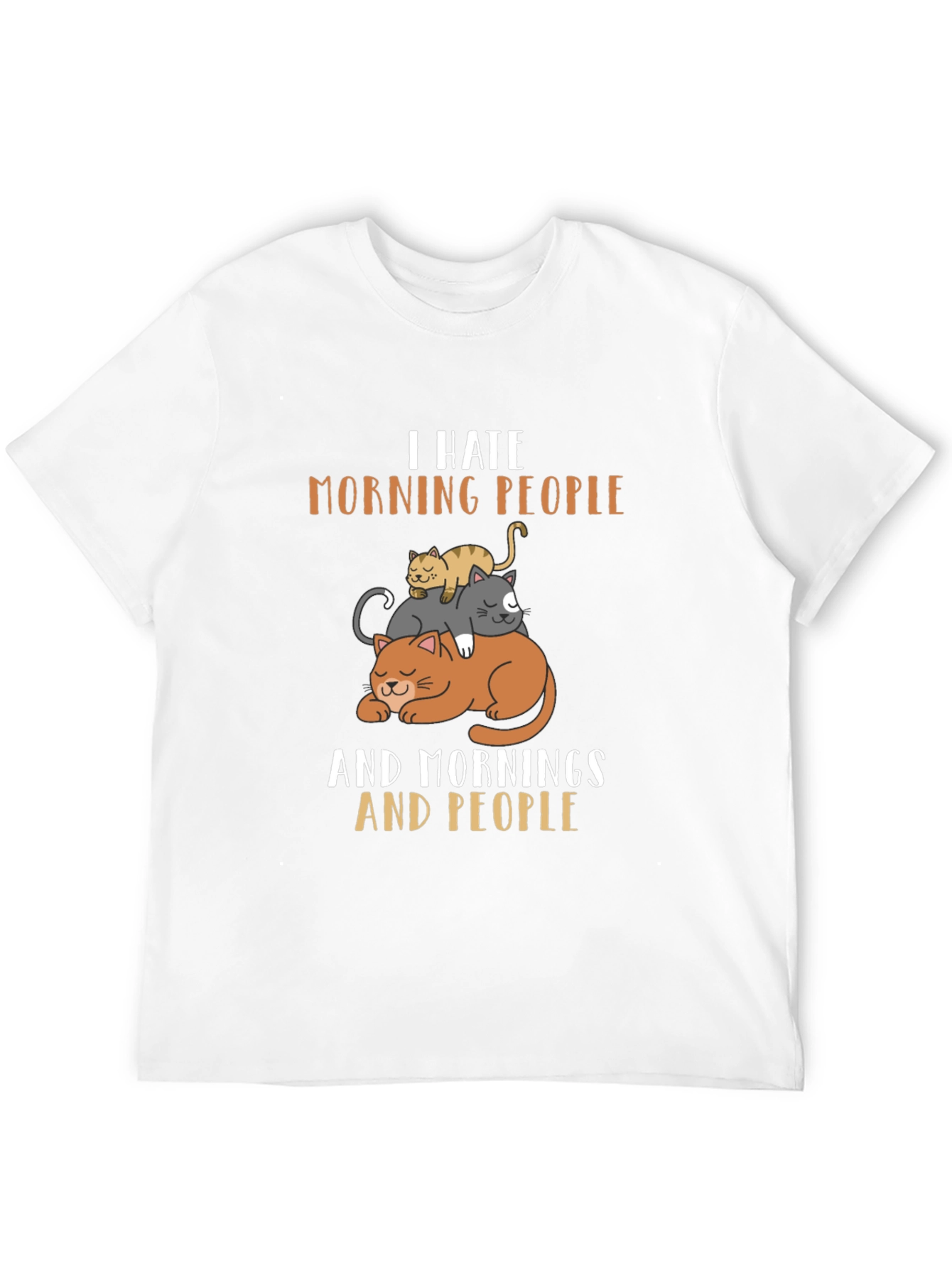 Black I Hate Morning People Cat T-Shirt view 12