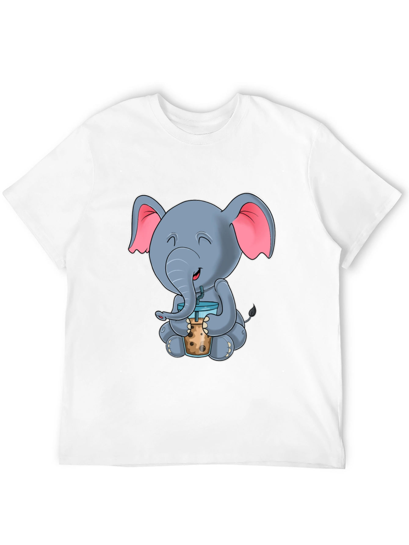 Black Cute Elephant Bubble Tea Graphic Tee view 12