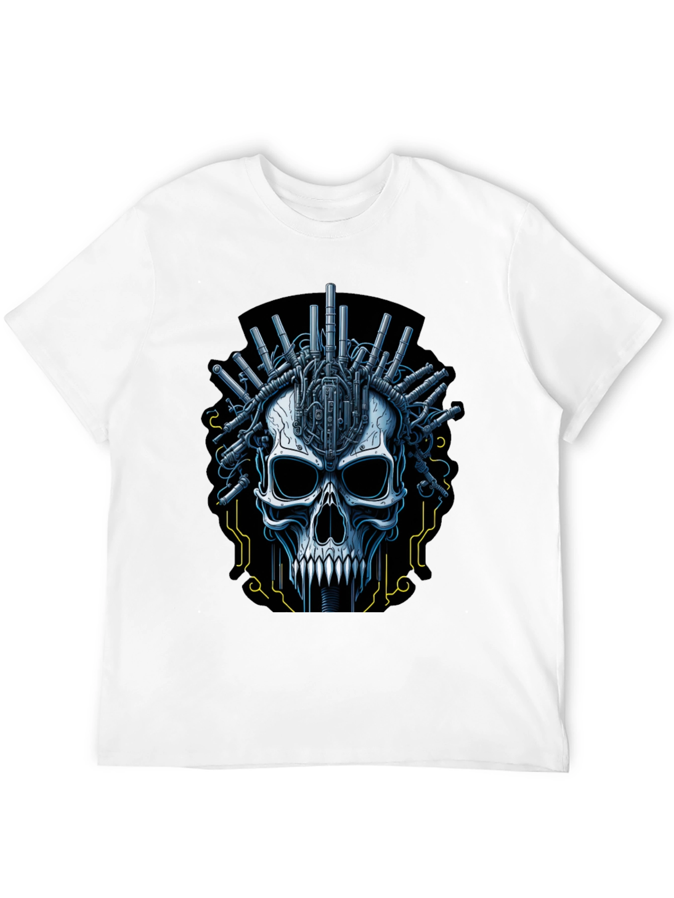 Black Cyberpunk Skull Graphic T-Shirt view 12