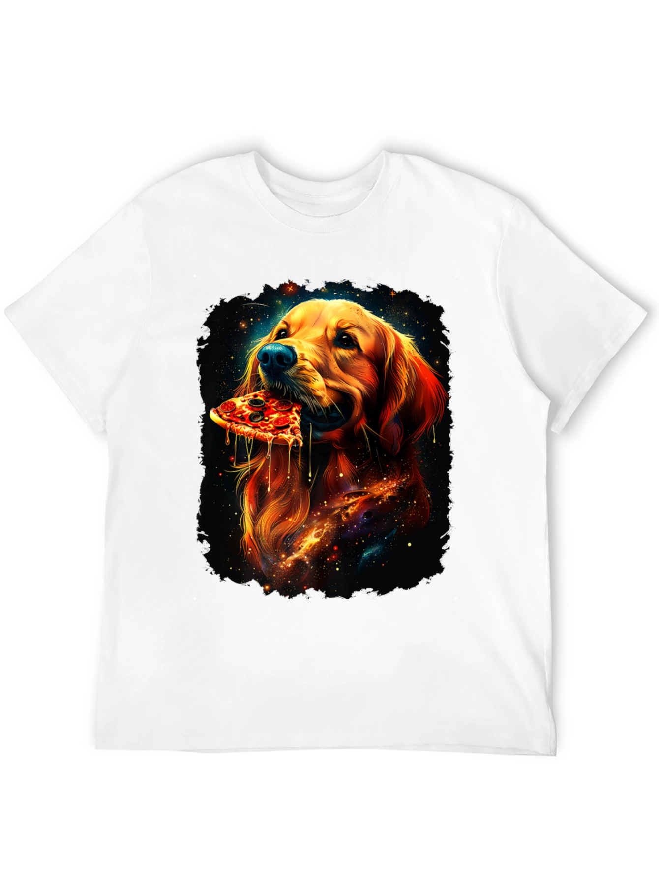 Dog Eating Pizza Graphic Tee - Unique Print - 12