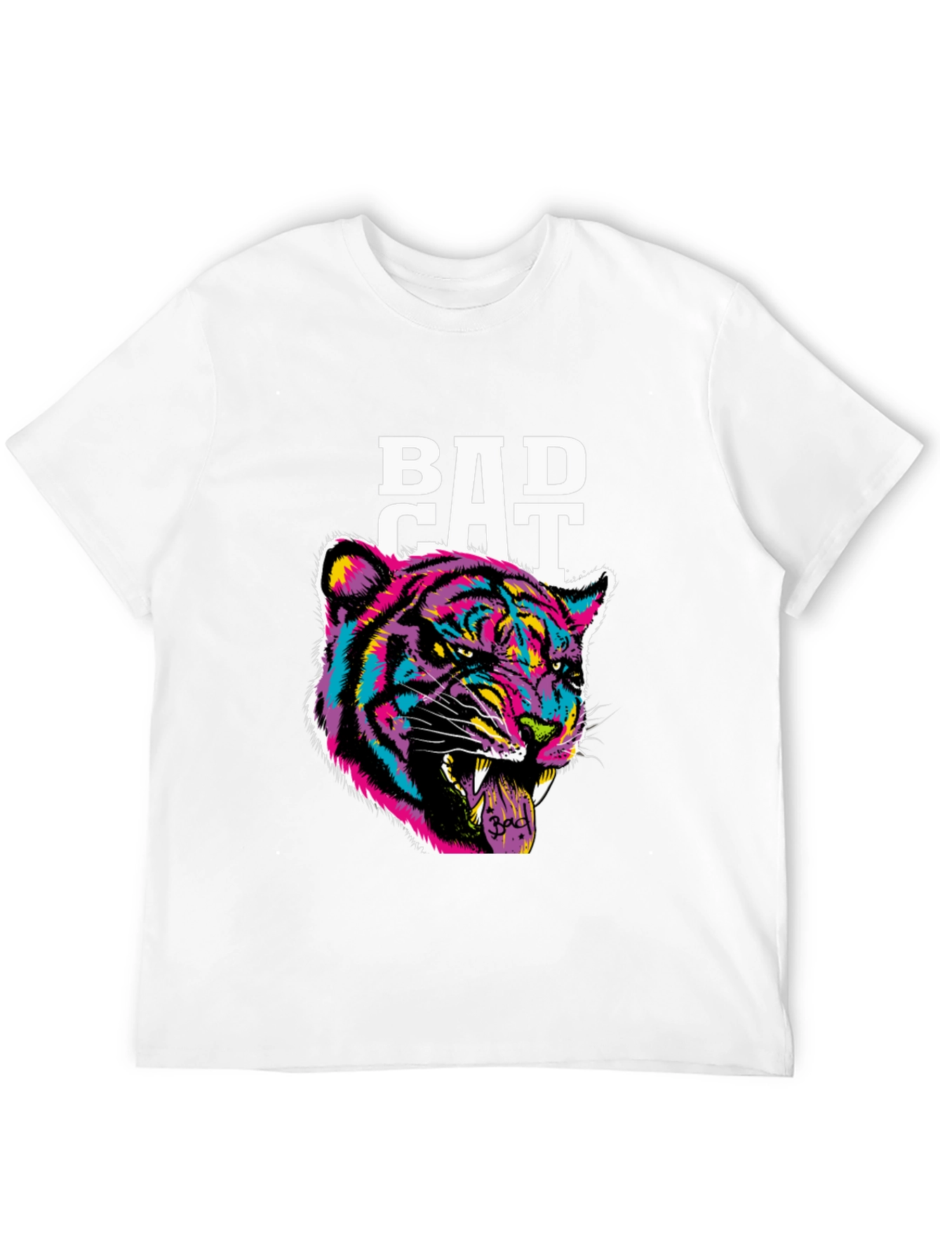 Black Bad Cat Graphic Print Tee - Black Cotton Blend view 12