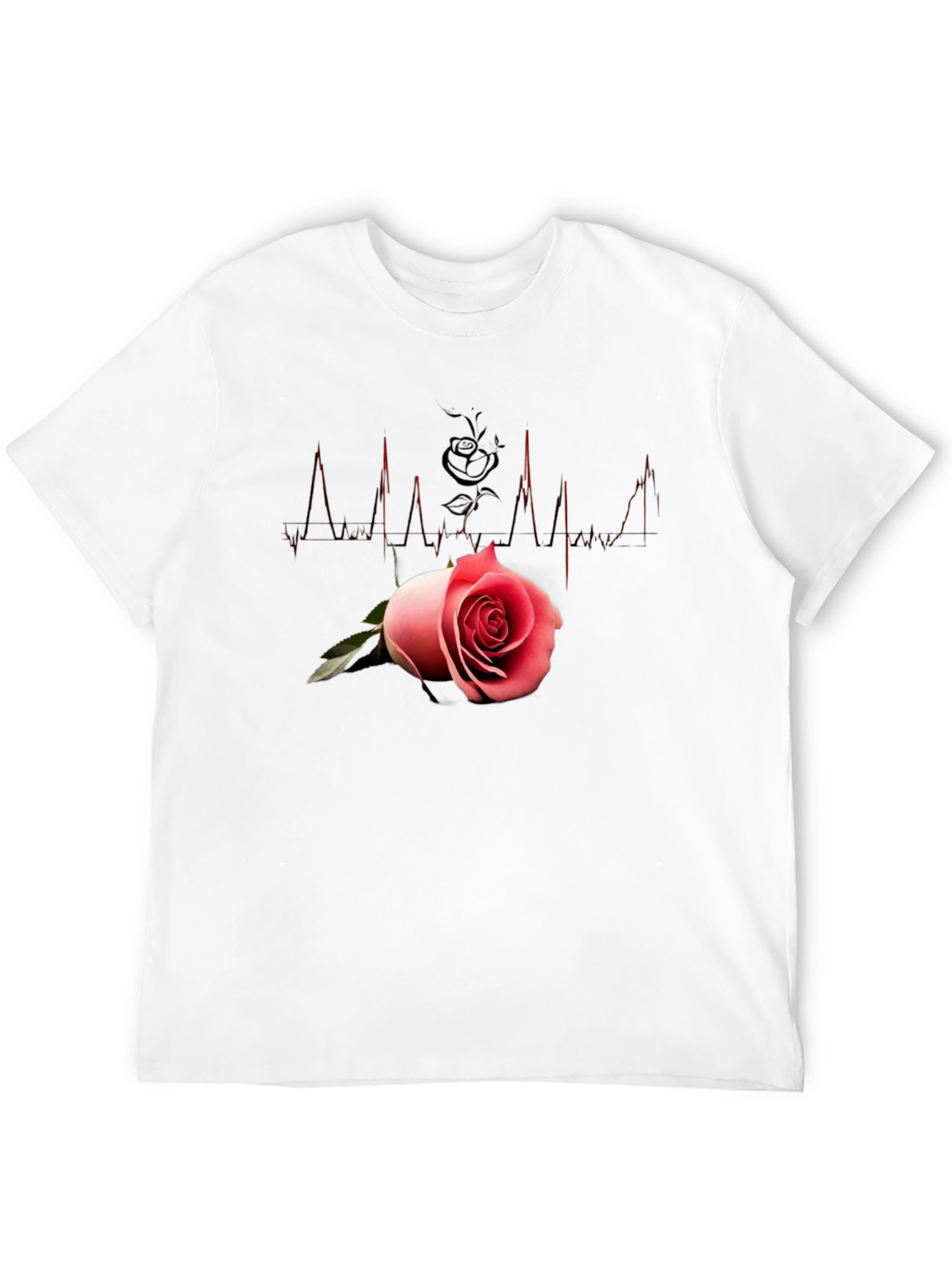Black Rose Heartbeat Graphic Tee - Romantic Style view 12