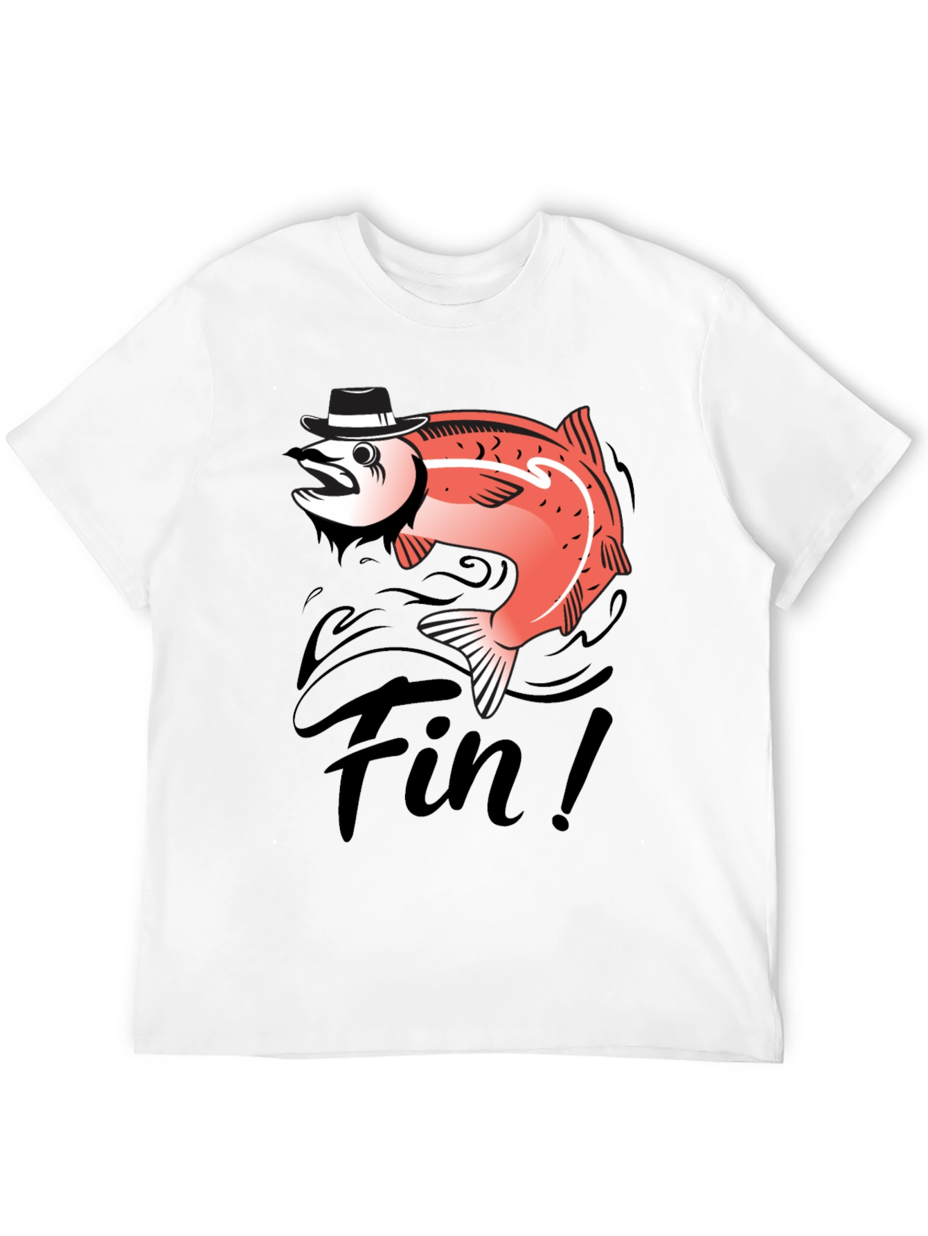 Black Fin! Gangster Fish Graphic T-Shirt - Black Cotton Tee view 12