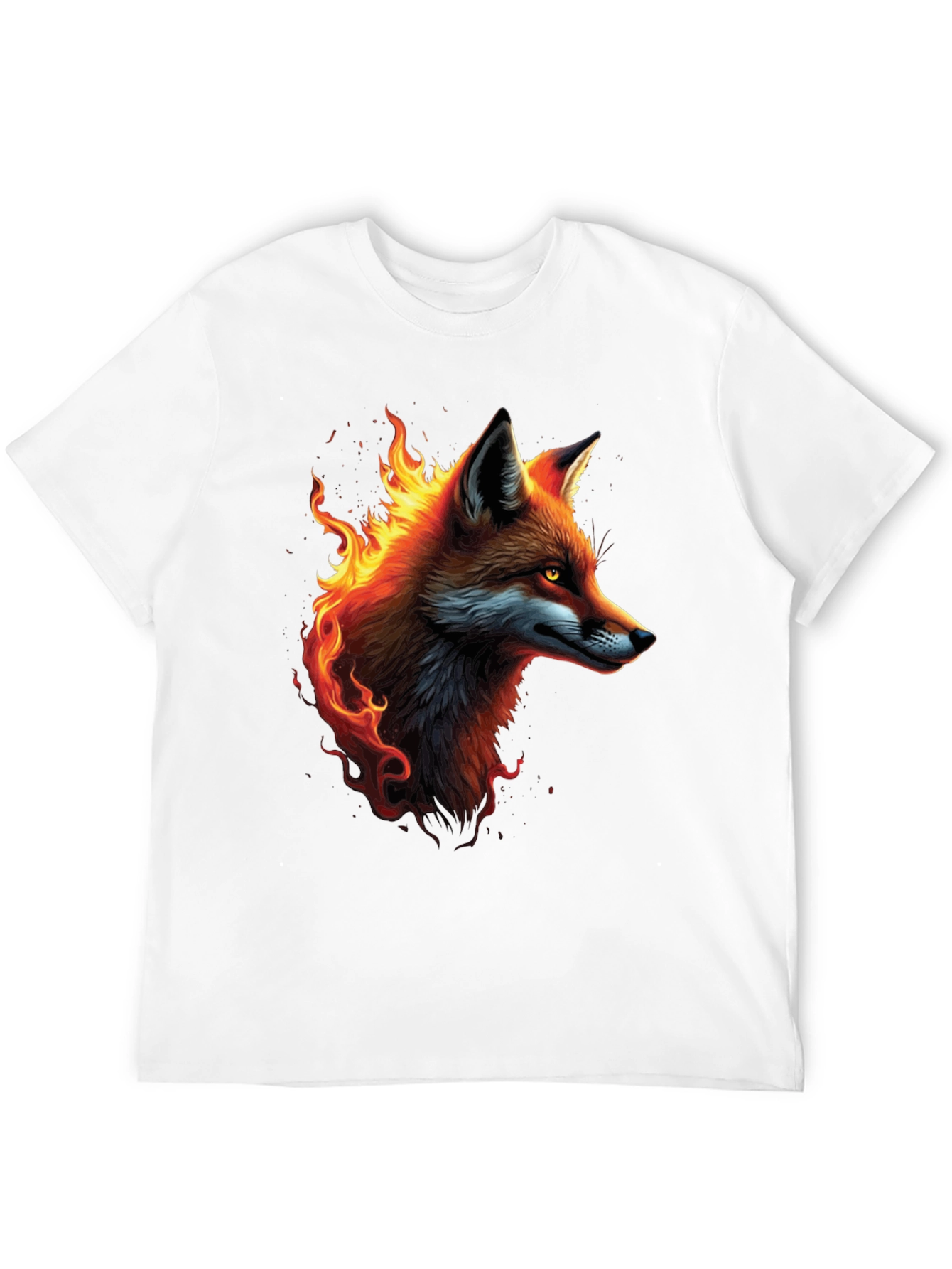 Black Fiery Fox Graphic Tee - Cool Animal T-Shirt view 12
