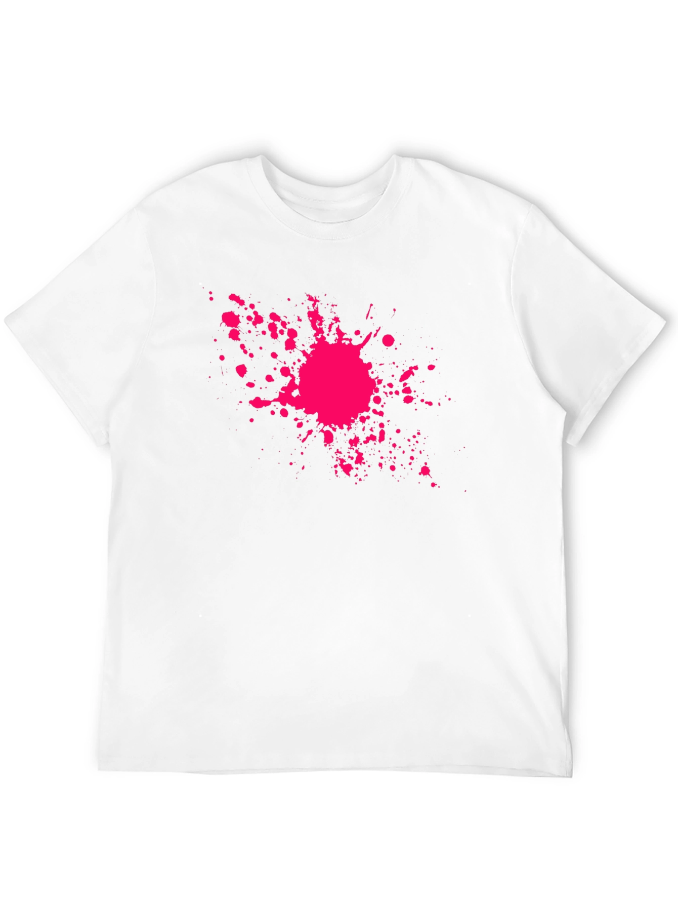 Black T-Shirt with Hot Pink Paint Splatter Design - 12