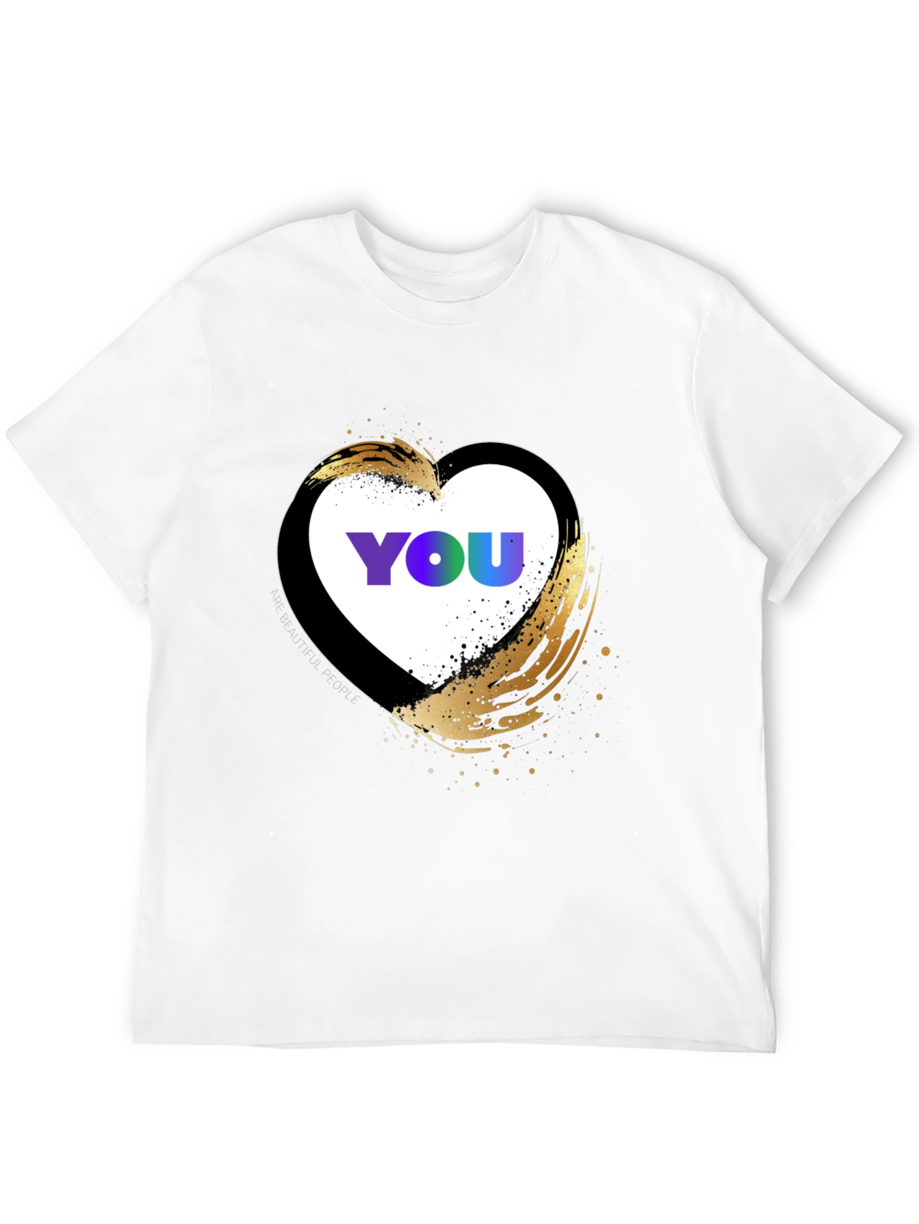 Black YOU Heart Graphic T-Shirt - Trendy Casual Top view 12
