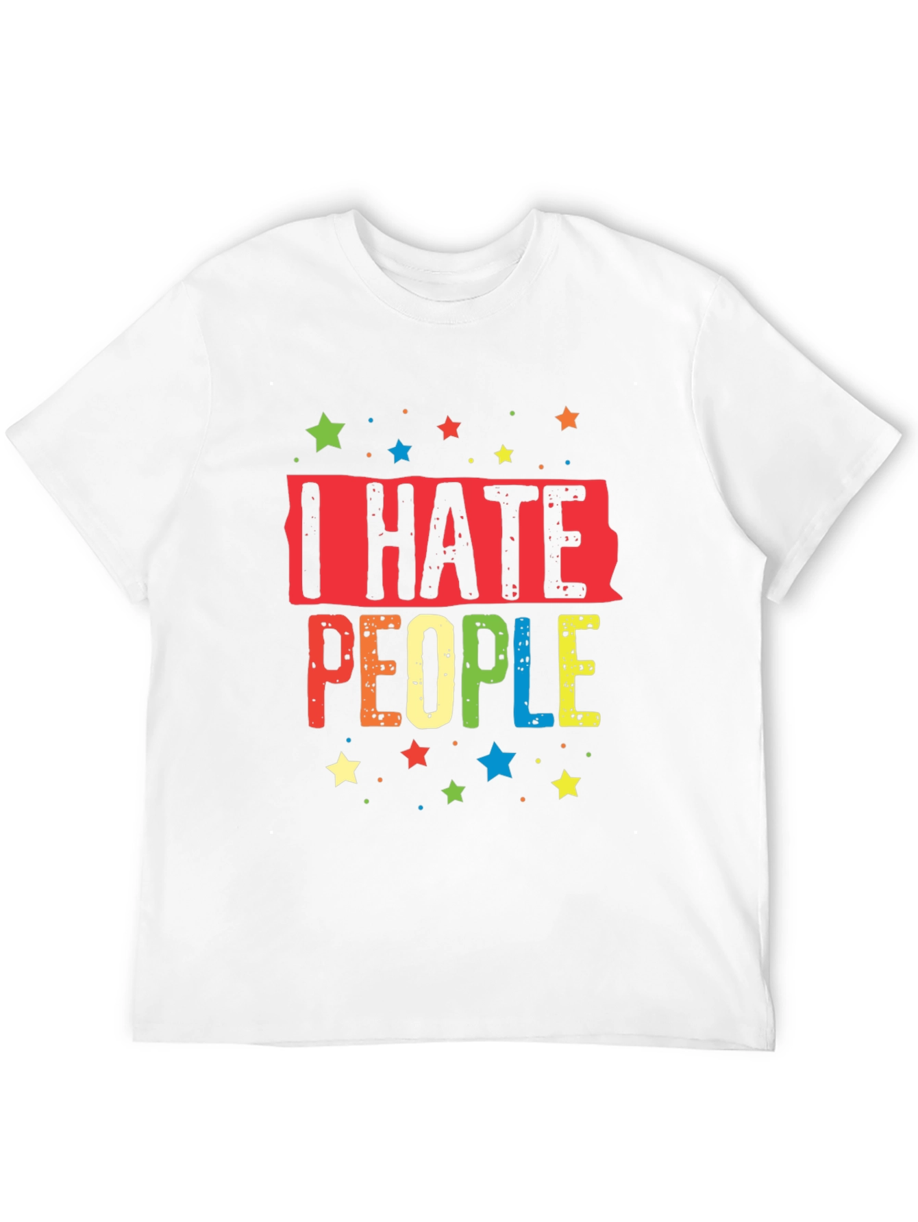 Black I Hate People Colorful Graphic T-Shirt view 12