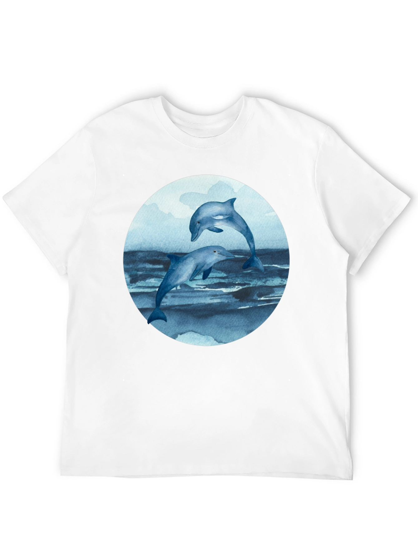 Black Dolphin T-Shirt - Round Print - Marine Life Tee view 12