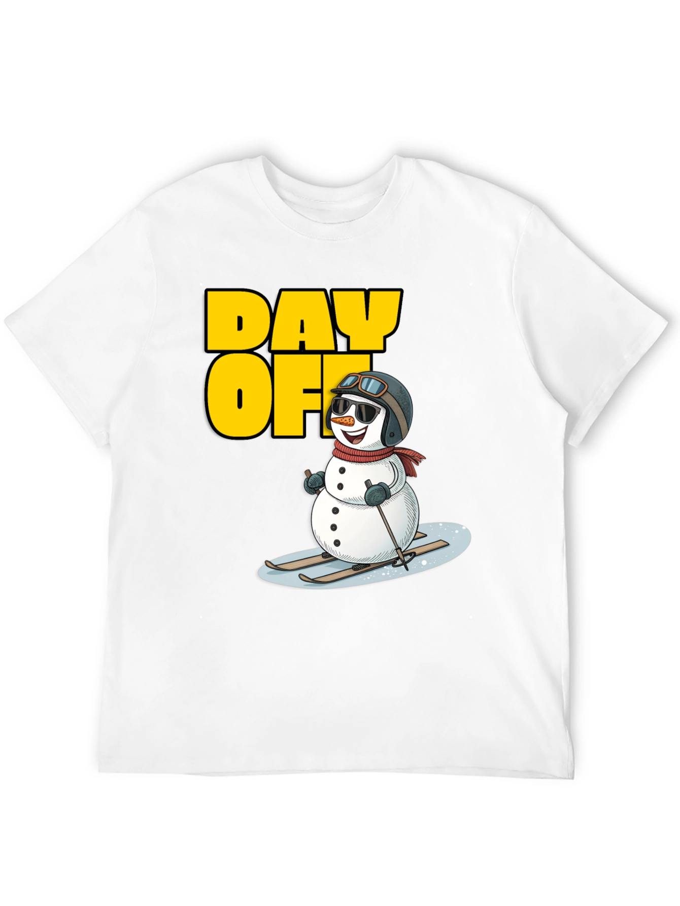 Black Day Off Snowman T-Shirt - Skiing Holiday Tee view 12