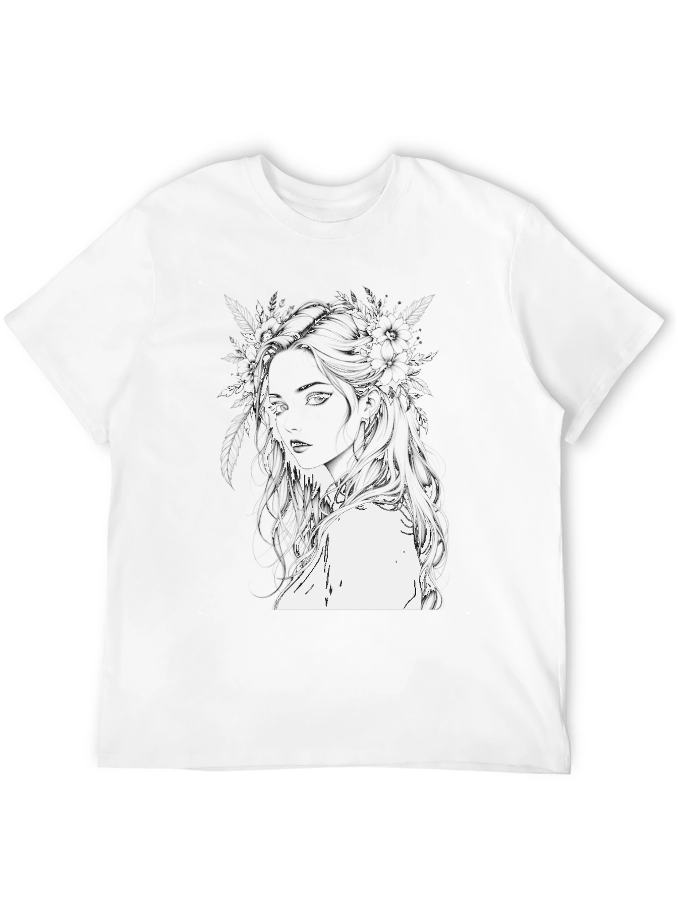 Black Black T-Shirt with Floral Woman Design view 12