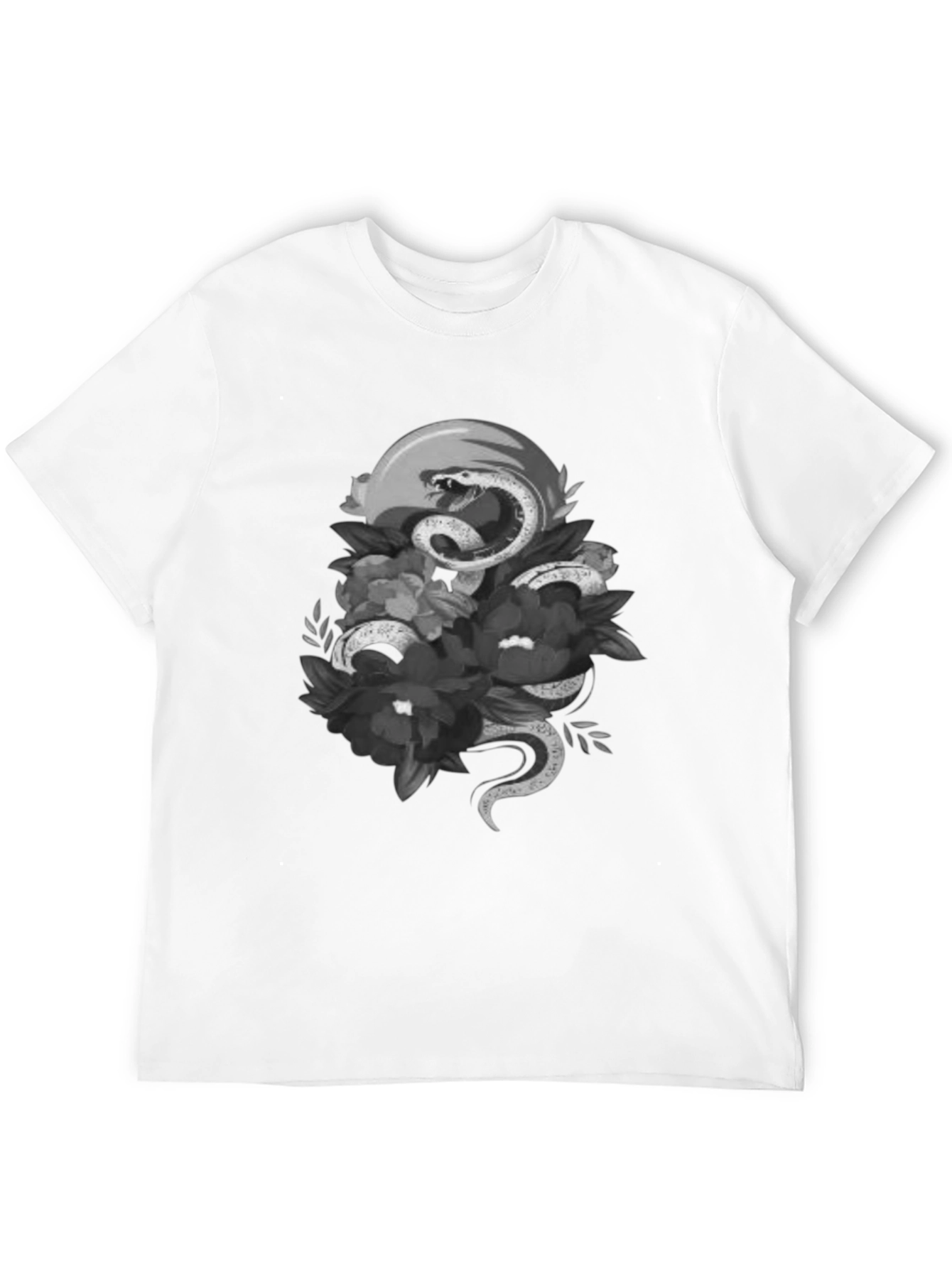 Black Snake & Floral Graphic Tee - Unique Design view 12