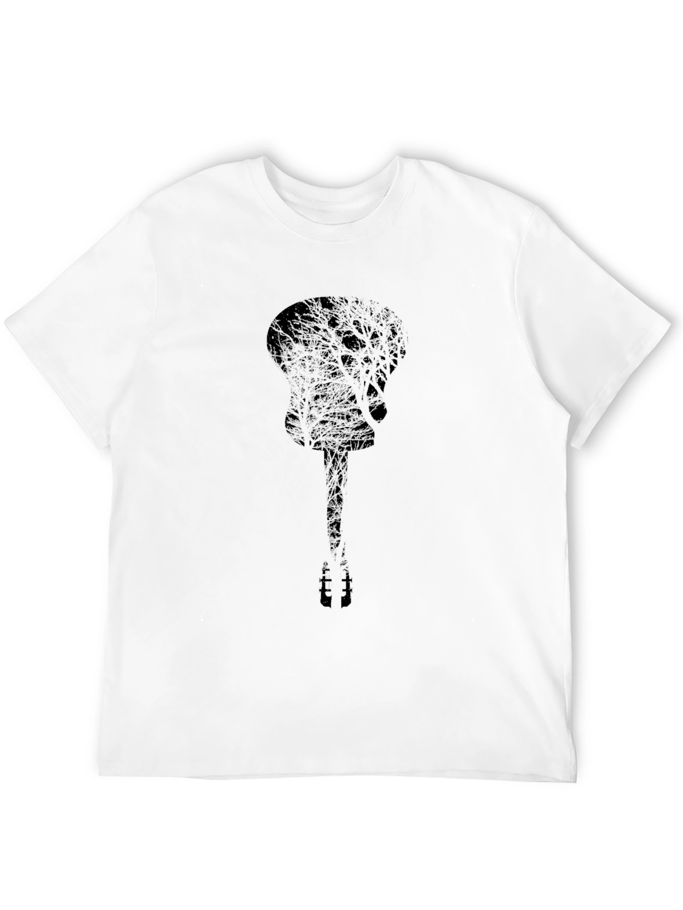 Black Guitar Tree Silhouette Black Graphic Tee view 12