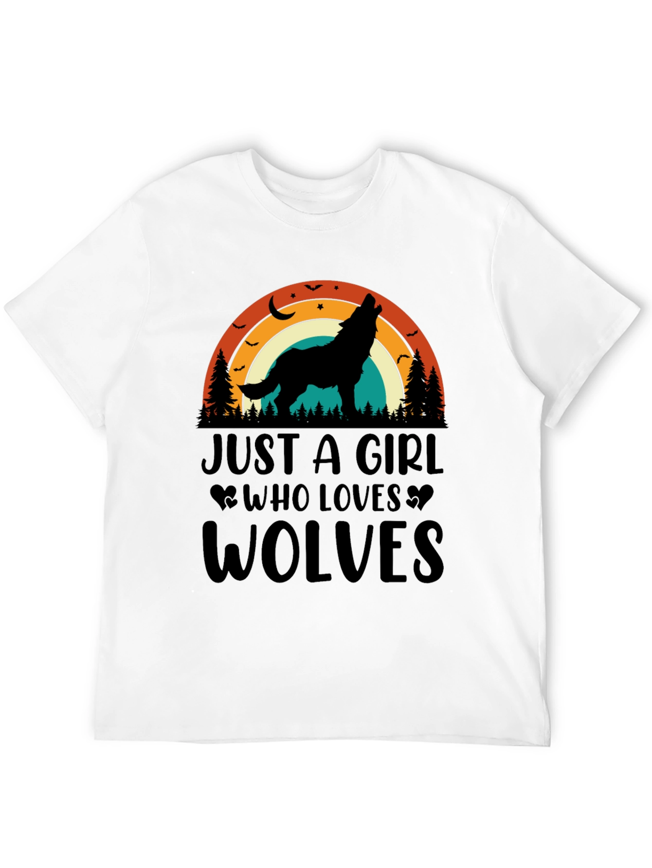 Black Wolf Lover Retro Graphic Tee view 12