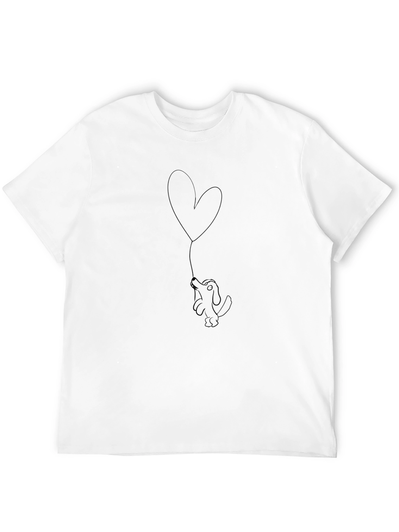 Black Dog with Heart Balloon Black T-Shirt view 12