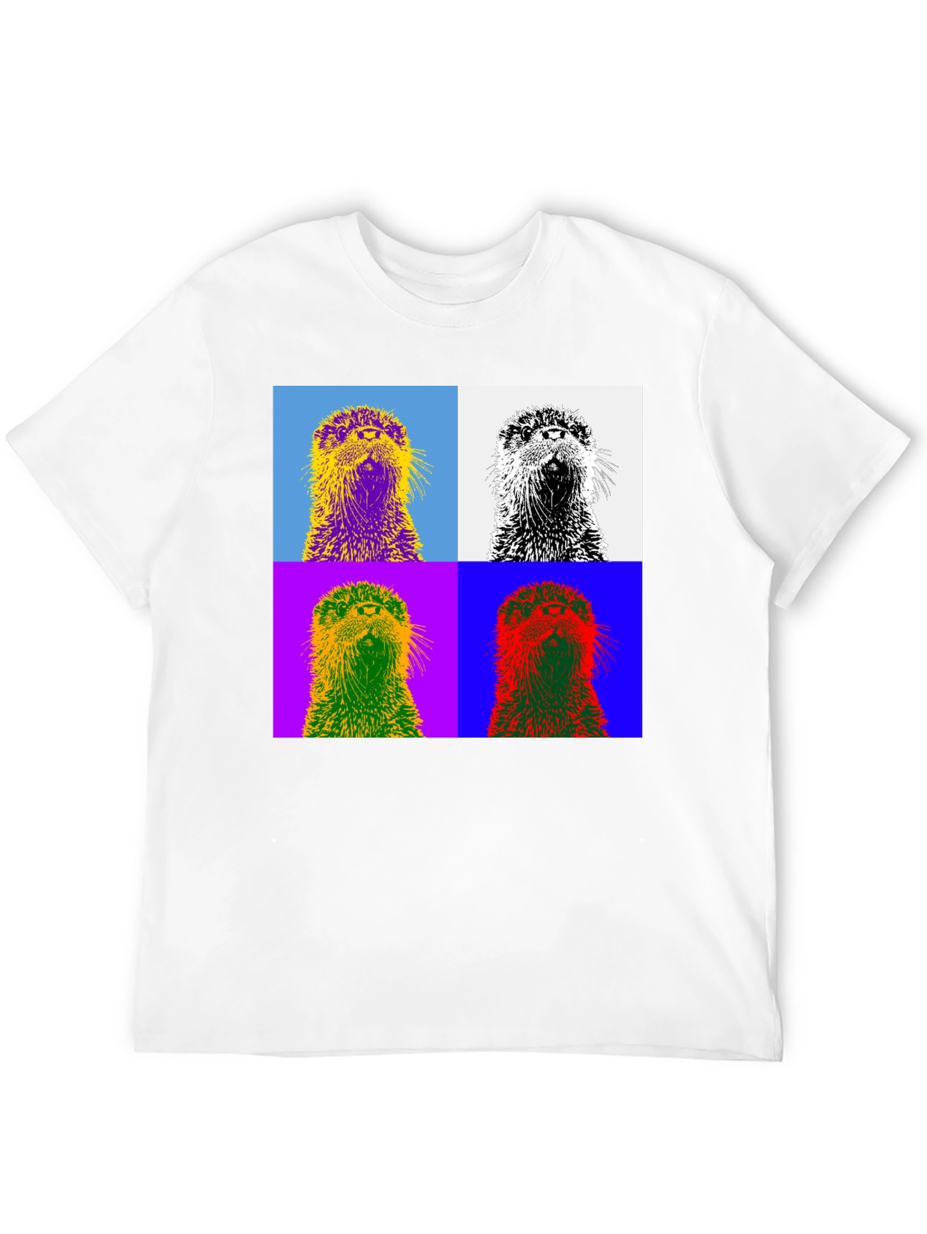 Black Pop Art Otter T-Shirt - Stylish Graphic Tee view 12